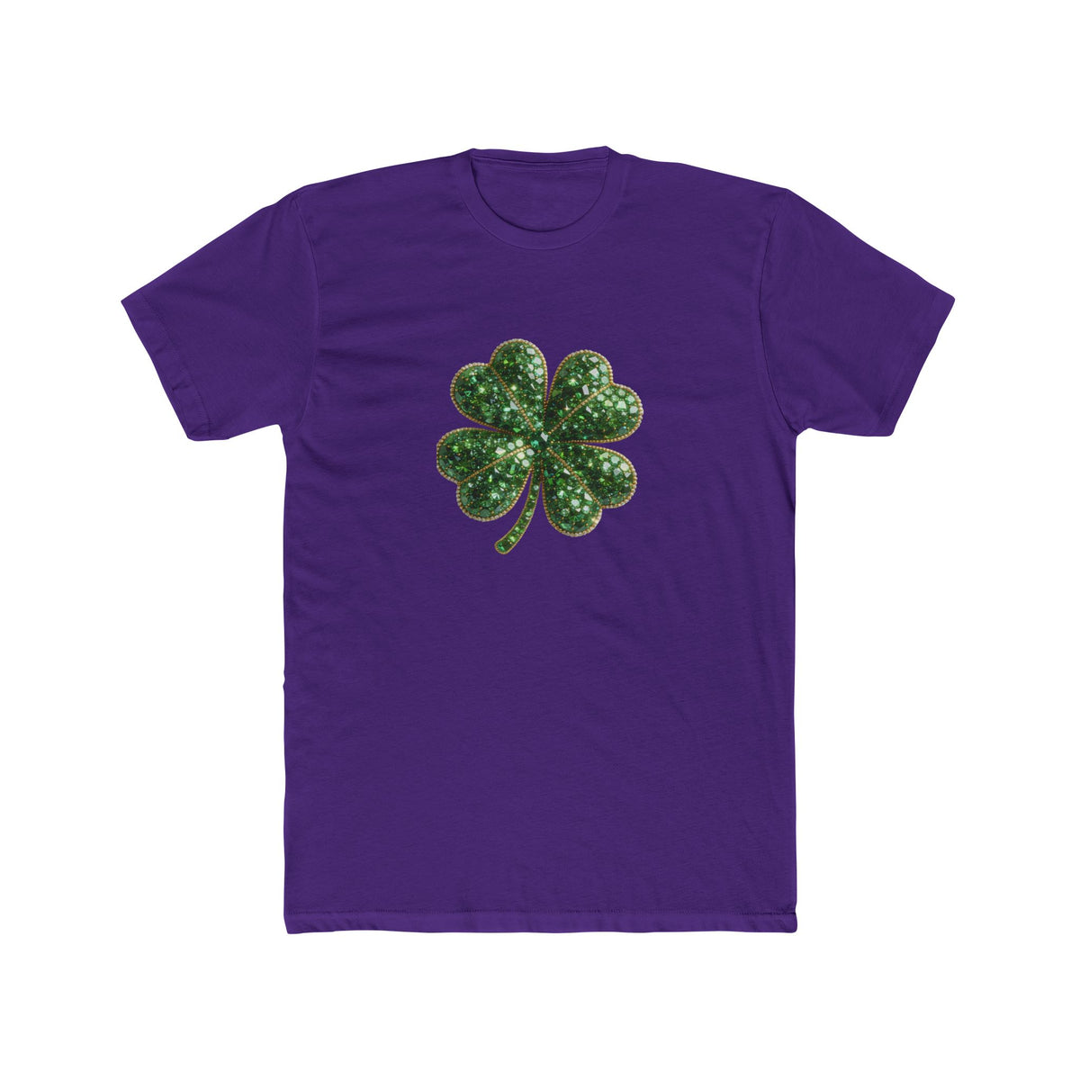 St. Patrick's Day Green Glitter Four-Leaf Clover T-Shirt