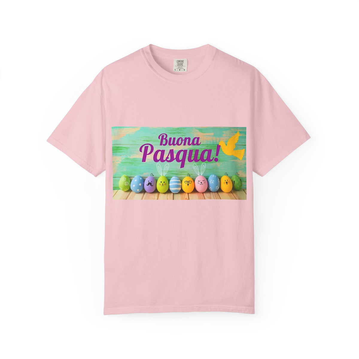 Easter T-Shirt — "Buona Pasqua" Colorful Bunny Eggs Graphic