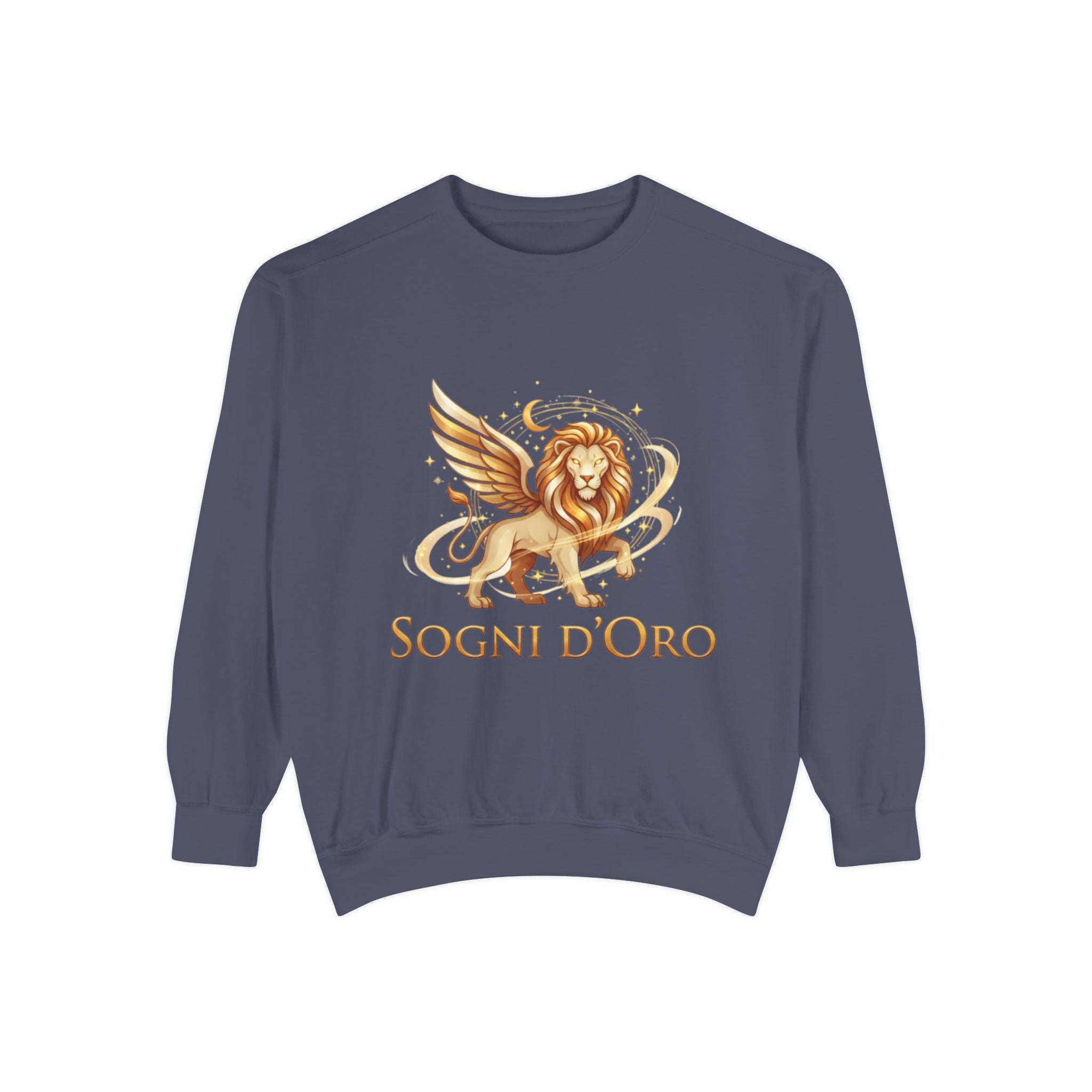 Altın Kanatlı Aslan Sweatshirt — "Sogni d'Oro" Rüya Gibi İtalyan Esintili Yuvarlak Yaka