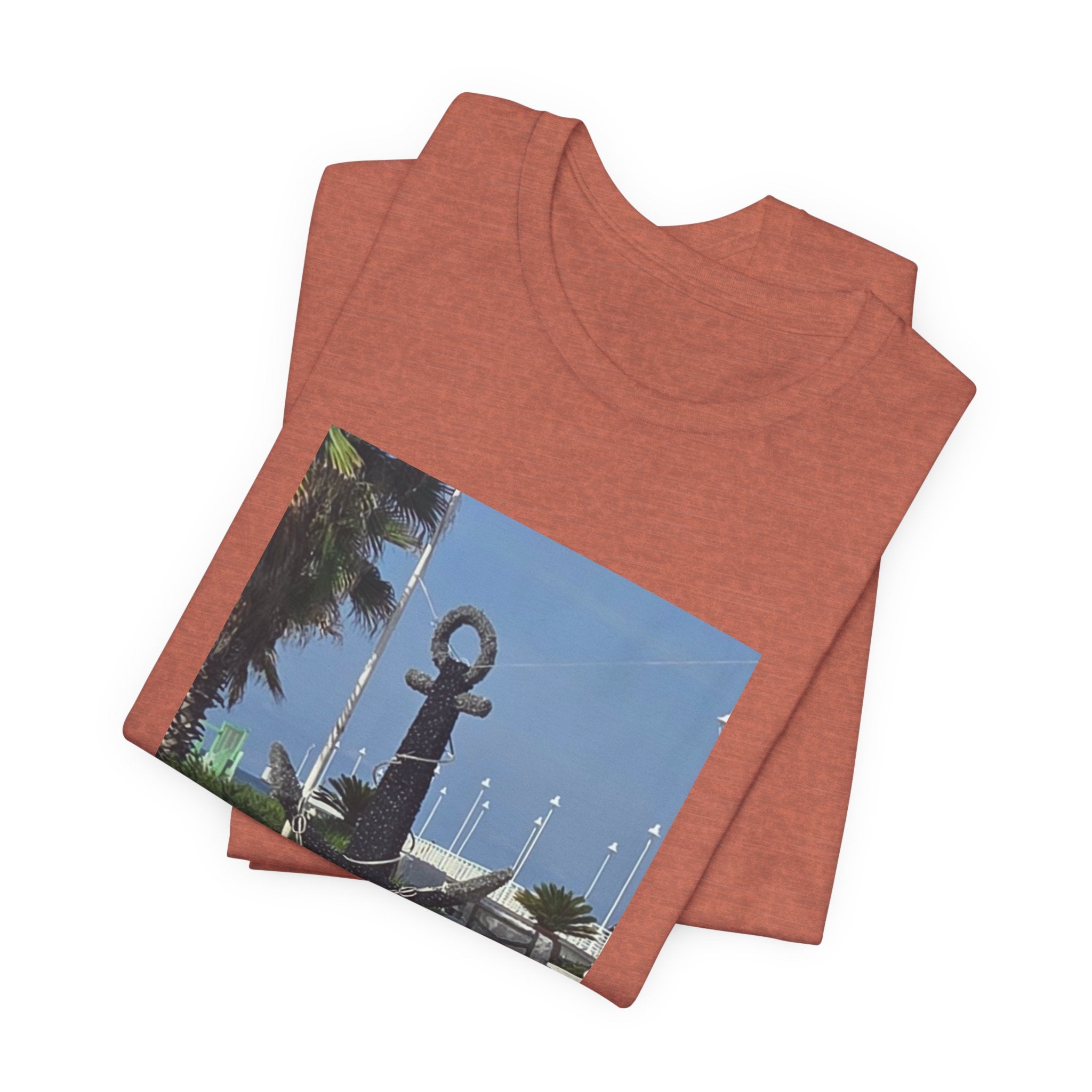Anchor Statue Photo Tee — Coastal Nautical T-Shirt