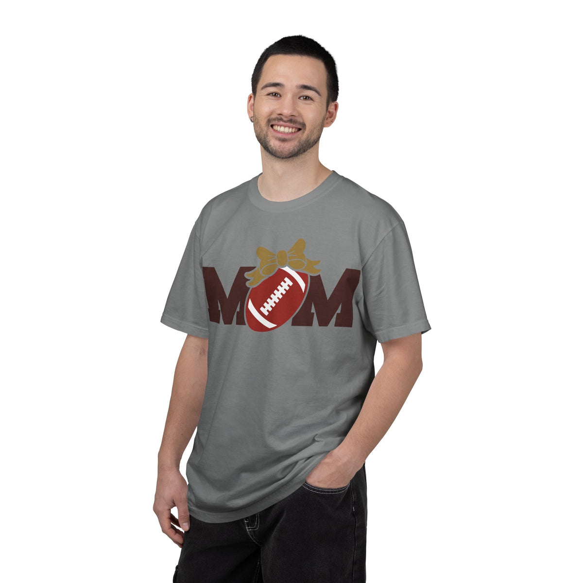 Mom Football T-Shirt — Cute Bow Mama Tee for Game Day