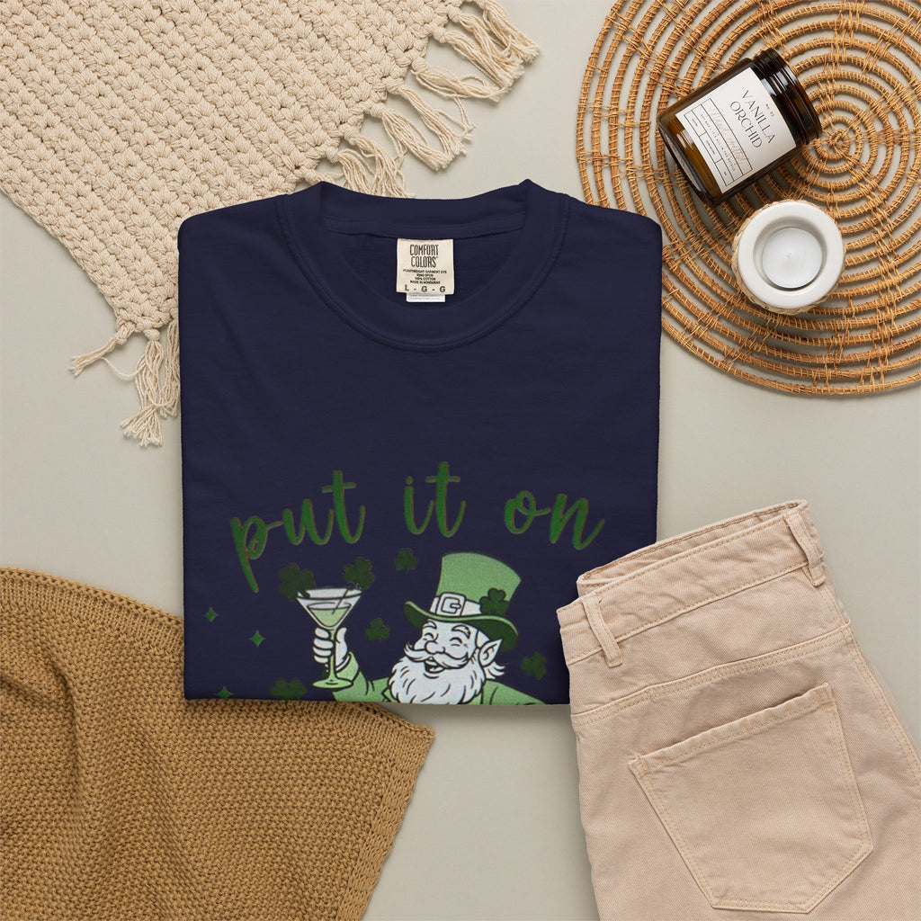 St. Patrick's Day Leprechaun Cocktail T-Shirt — "Put It On Leprechaun's Tab"