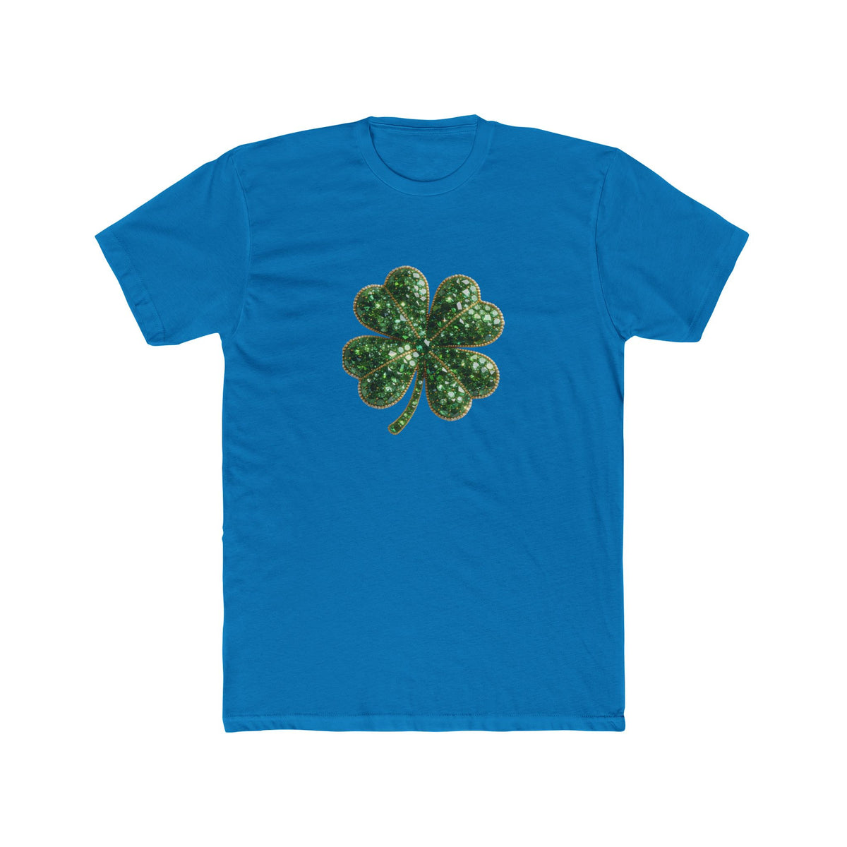 St. Patrick's Day Green Glitter Four-Leaf Clover T-Shirt