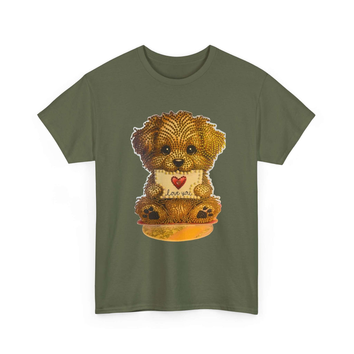 Puppy Love T‑Shirt — Cute Brown Puppy Holding Heart Tee (I Love You)