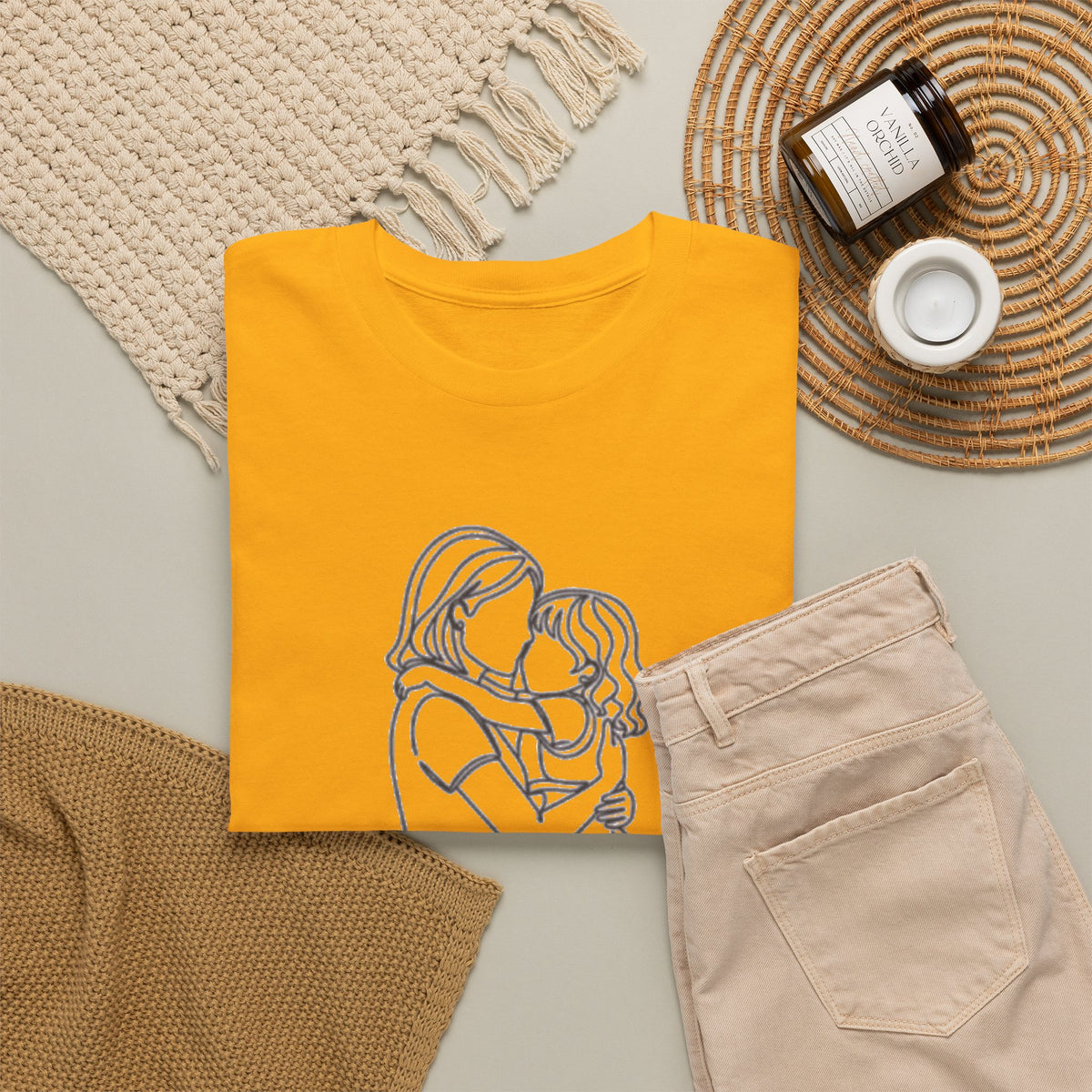 Mother and Daughter Line Art Tee — Minimalist Family Love Shirt
