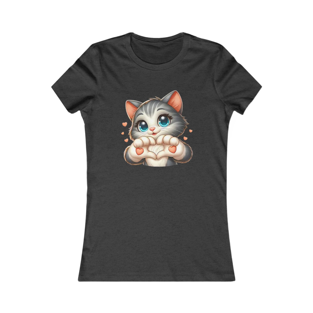 Women's Tee — Cute Kitten Making Heart Paws Graphic