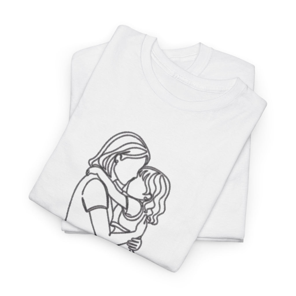 Mother and Daughter Line Art Tee — Minimalist Family Love Shirt