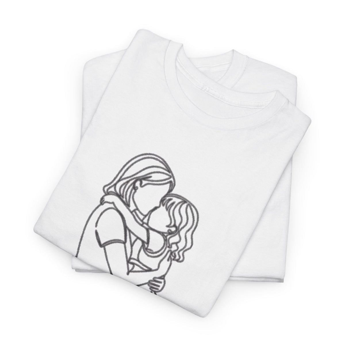 Mother and Daughter Line Art Tee — Minimalist Family Love Shirt
