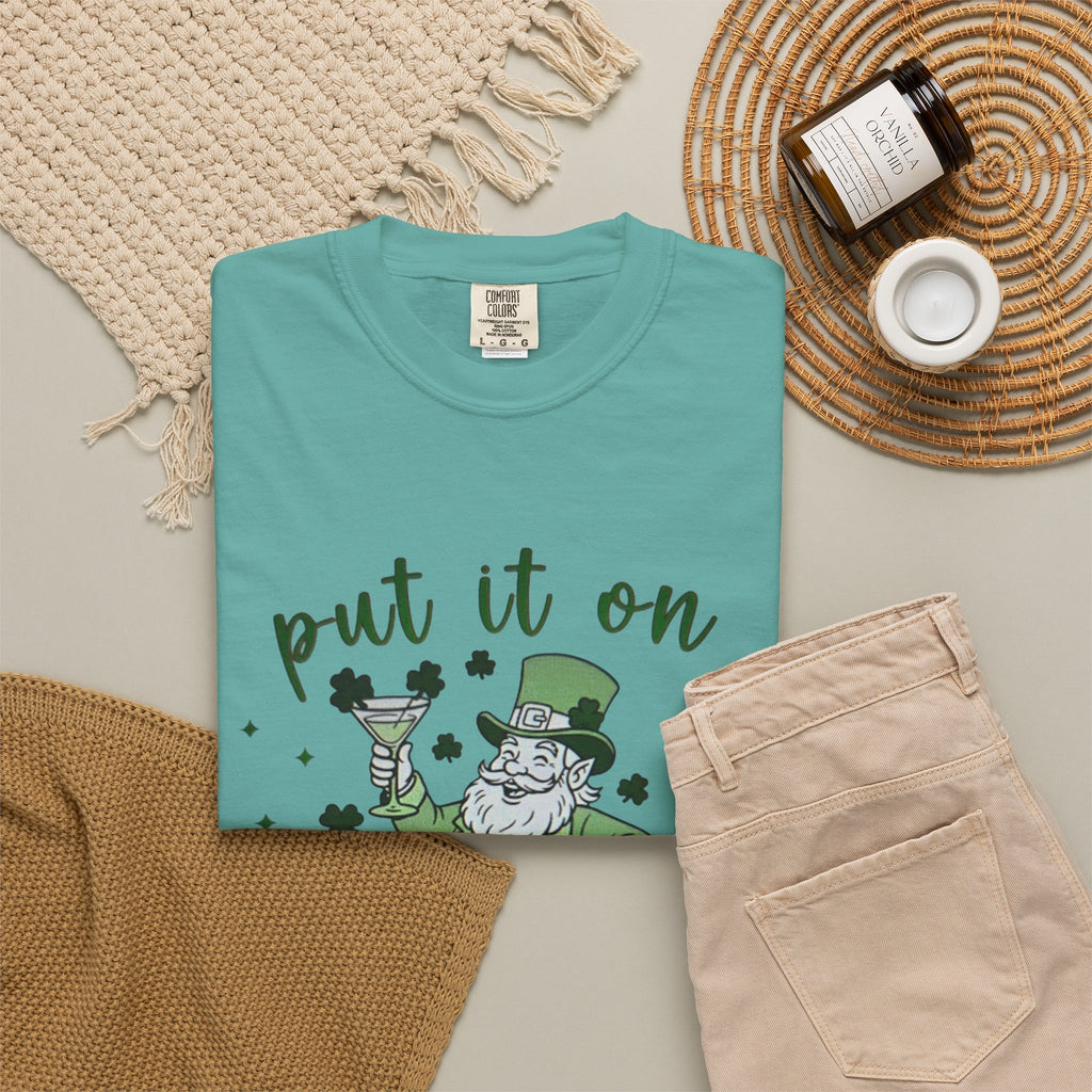 St. Patrick's Day Leprechaun Cocktail T-Shirt — "Put It On Leprechaun's Tab"