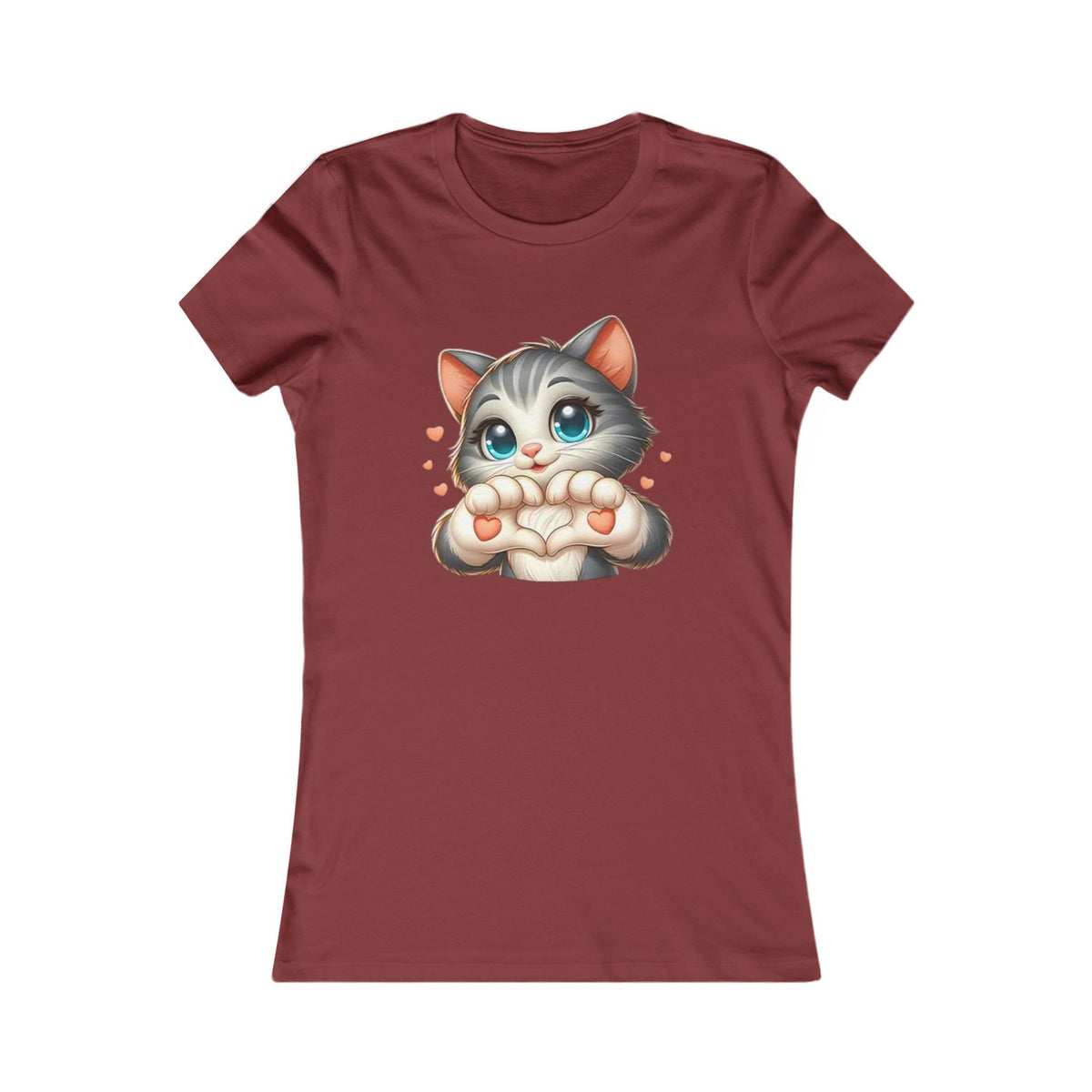 Women's Tee — Cute Kitten Making Heart Paws Graphic