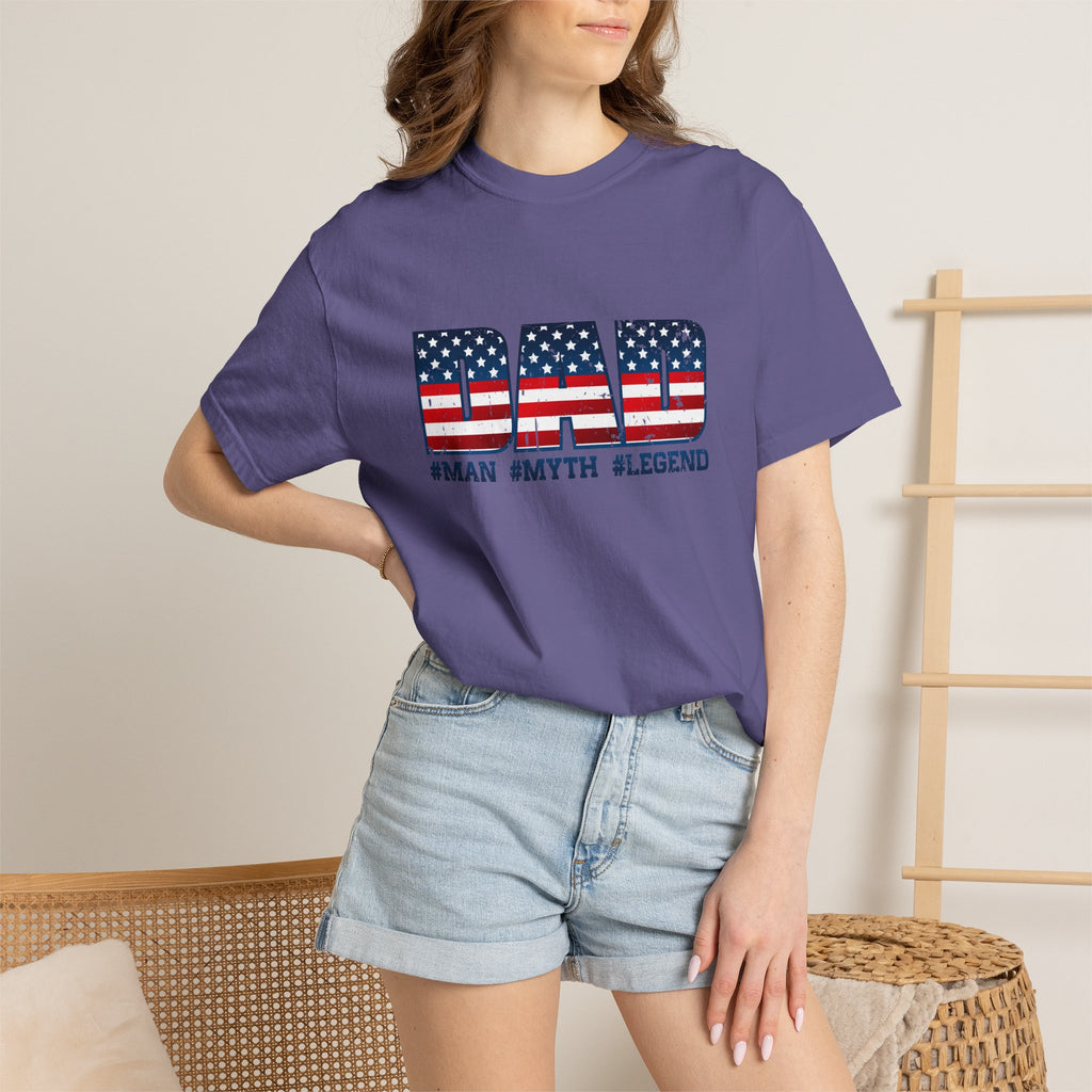 Dad Patriotic T-Shirt - "DAD" American Flag Design (#Man #Myth #Legend)