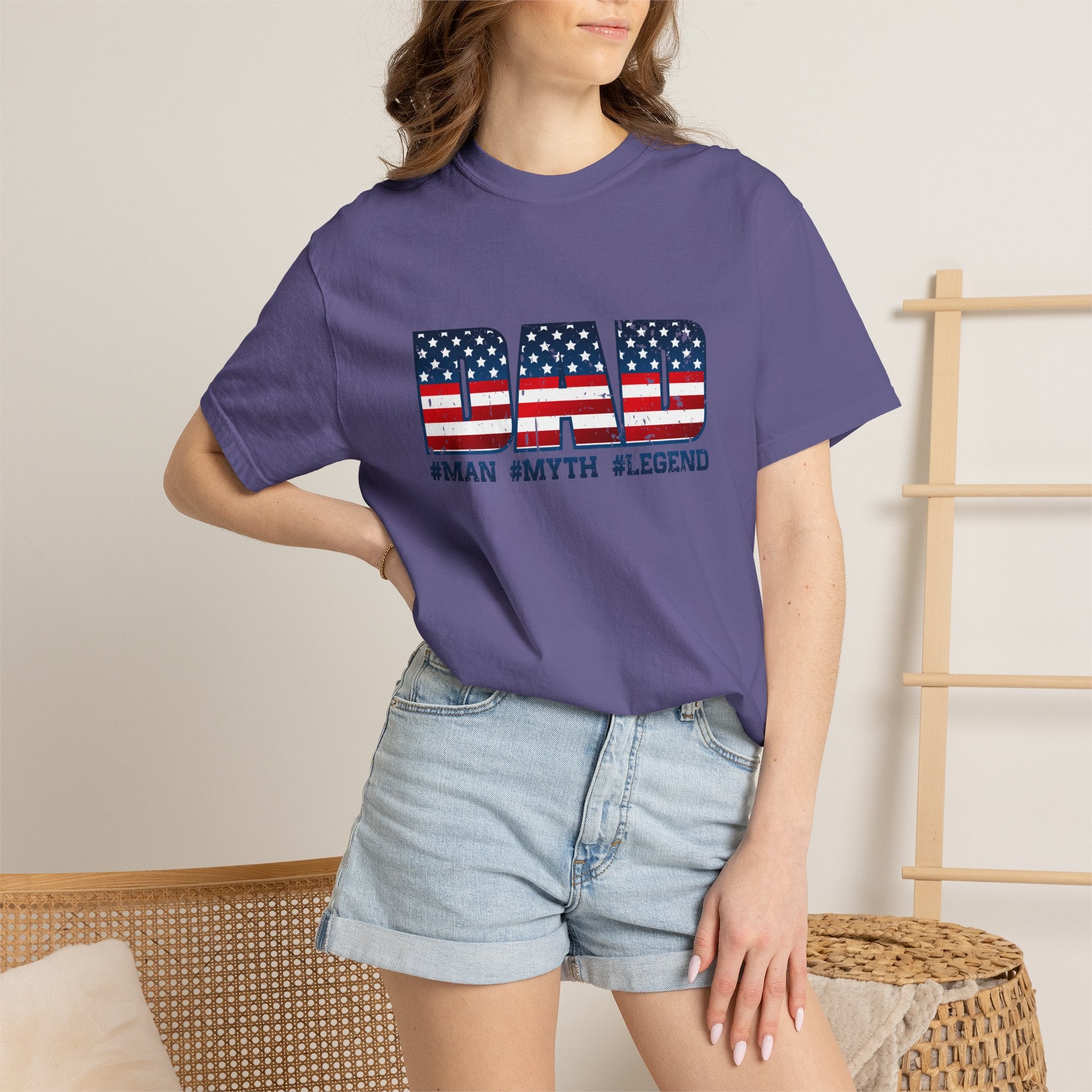 Dad Patriotic T-Shirt - "DAD" American Flag Design (#Man #Myth #Legend)