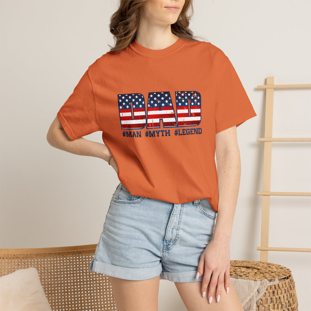 Dad Patriotic T-Shirt - "DAD" American Flag Design (#Man #Myth #Legend)
