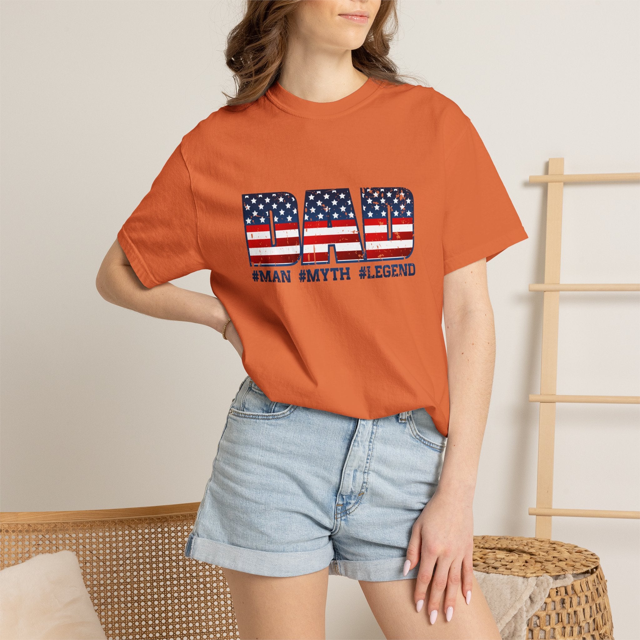 Dad Patriotic T-Shirt - "DAD" American Flag Design (#Man #Myth #Legend)