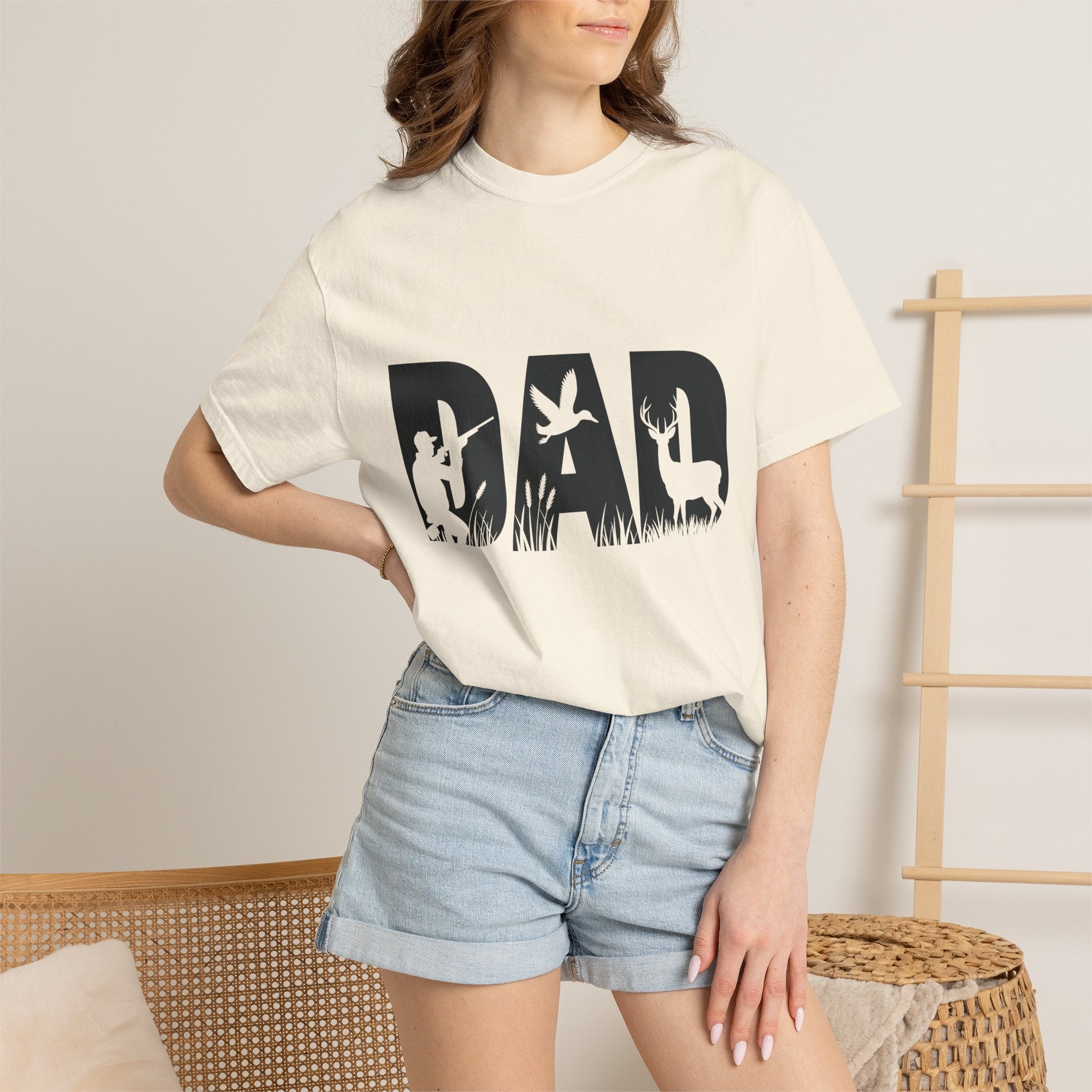 Dad Silhouette Nature T-Shirt — 'DAD' Deer & Camper Outdoor Graphic Tee