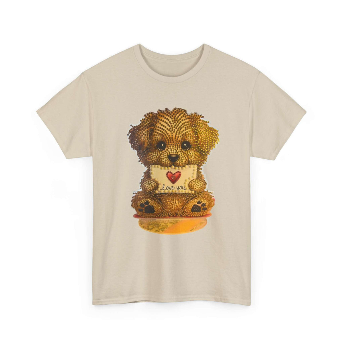 Puppy Love T‑Shirt — Cute Brown Puppy Holding Heart Tee (I Love You)