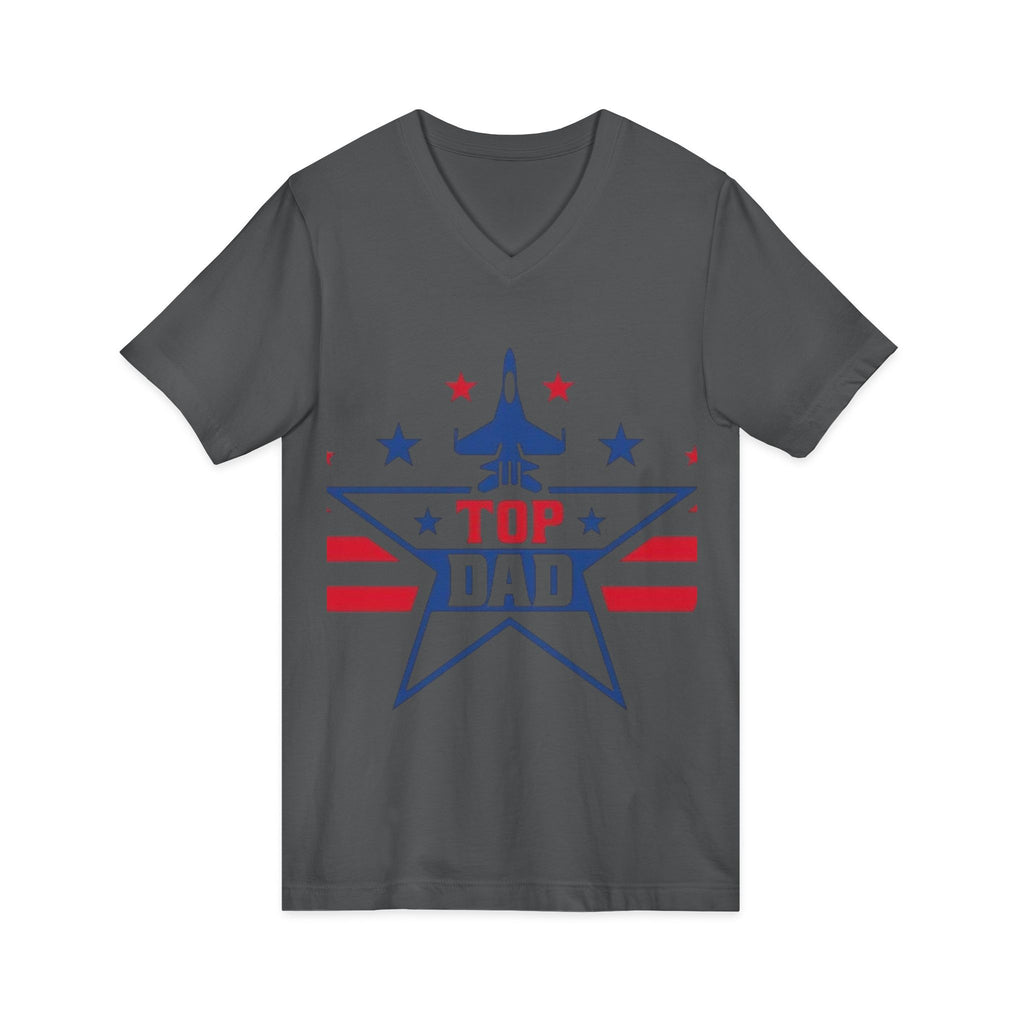 Top Dad V-Neck Tee — Patriotic Jet Star Fathers Day T-Shirt