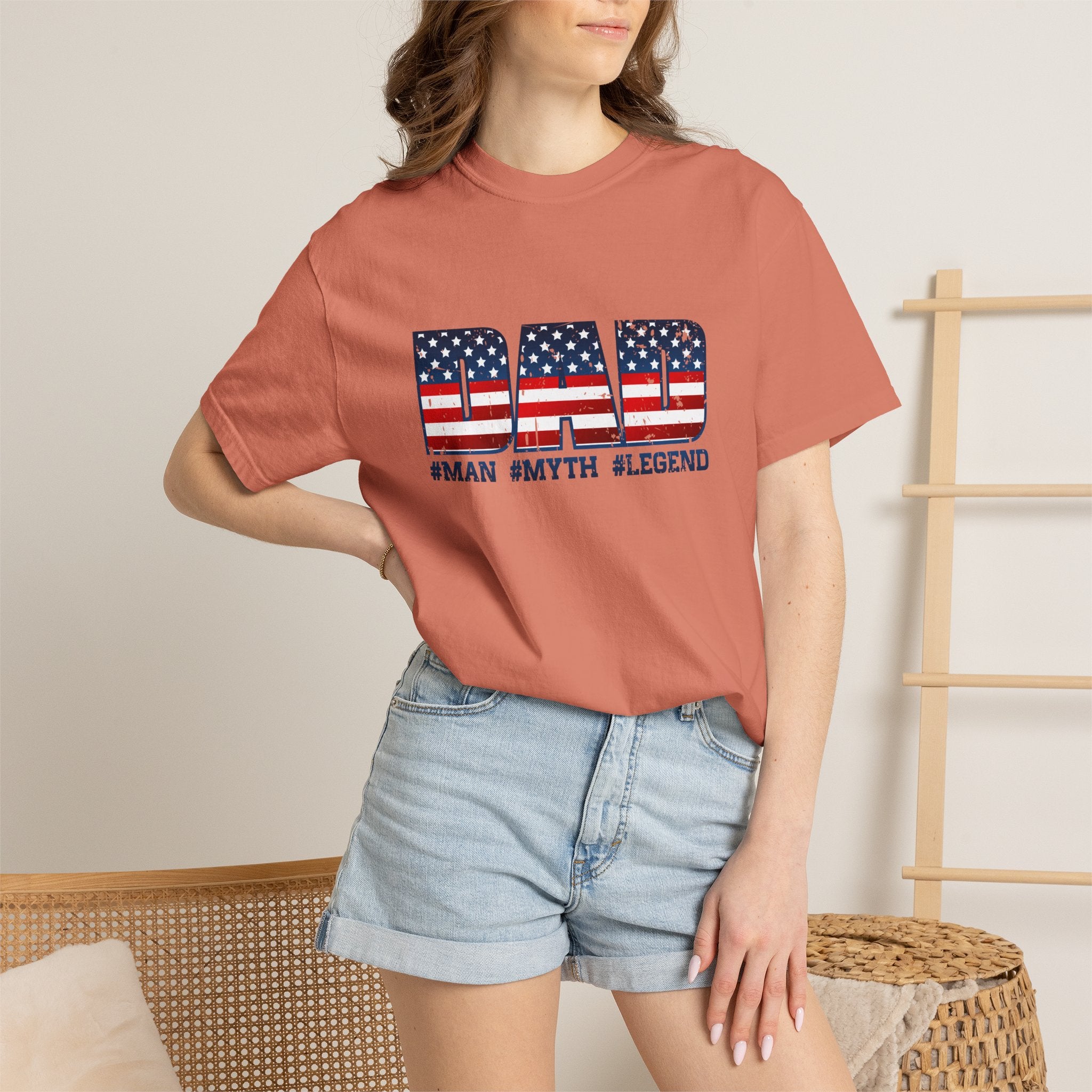 Dad Patriotic T-Shirt - "DAD" American Flag Design (#Man #Myth #Legend)