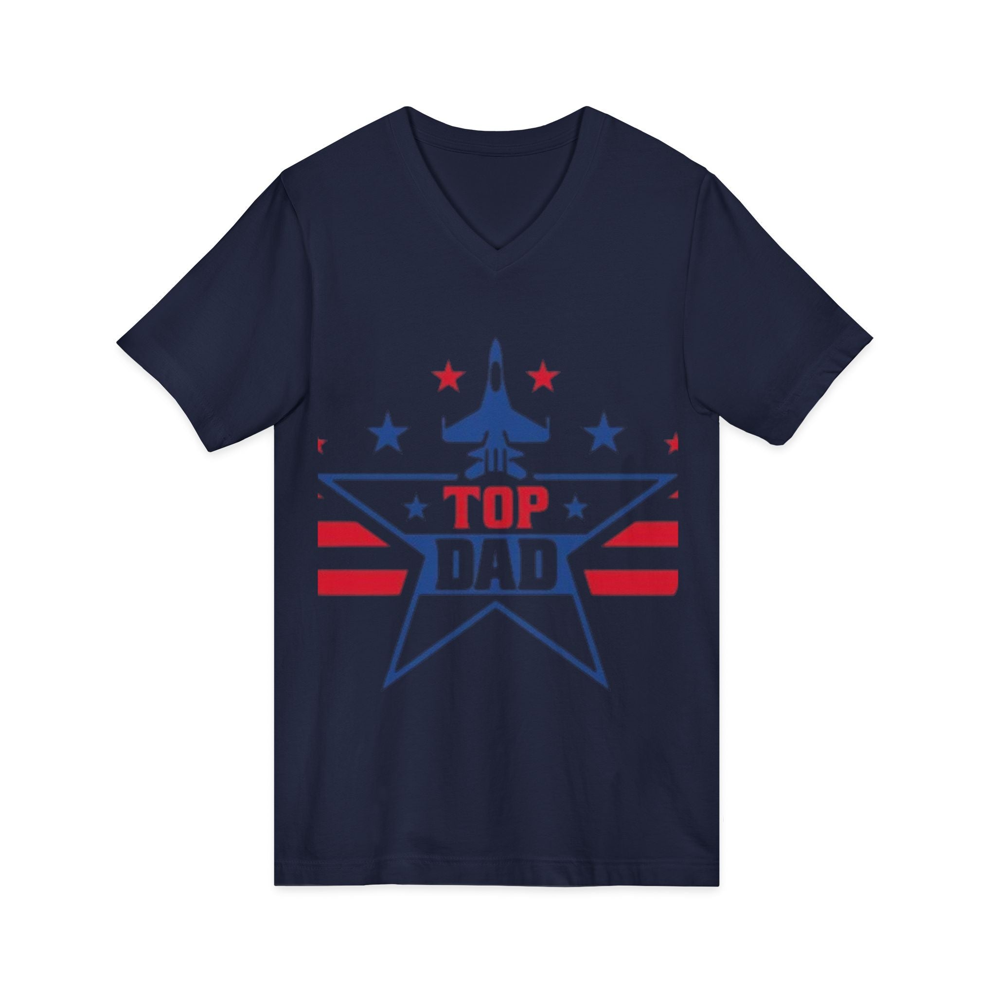Top Dad V-Neck Tee — Patriotic Jet Star Fathers Day T-Shirt