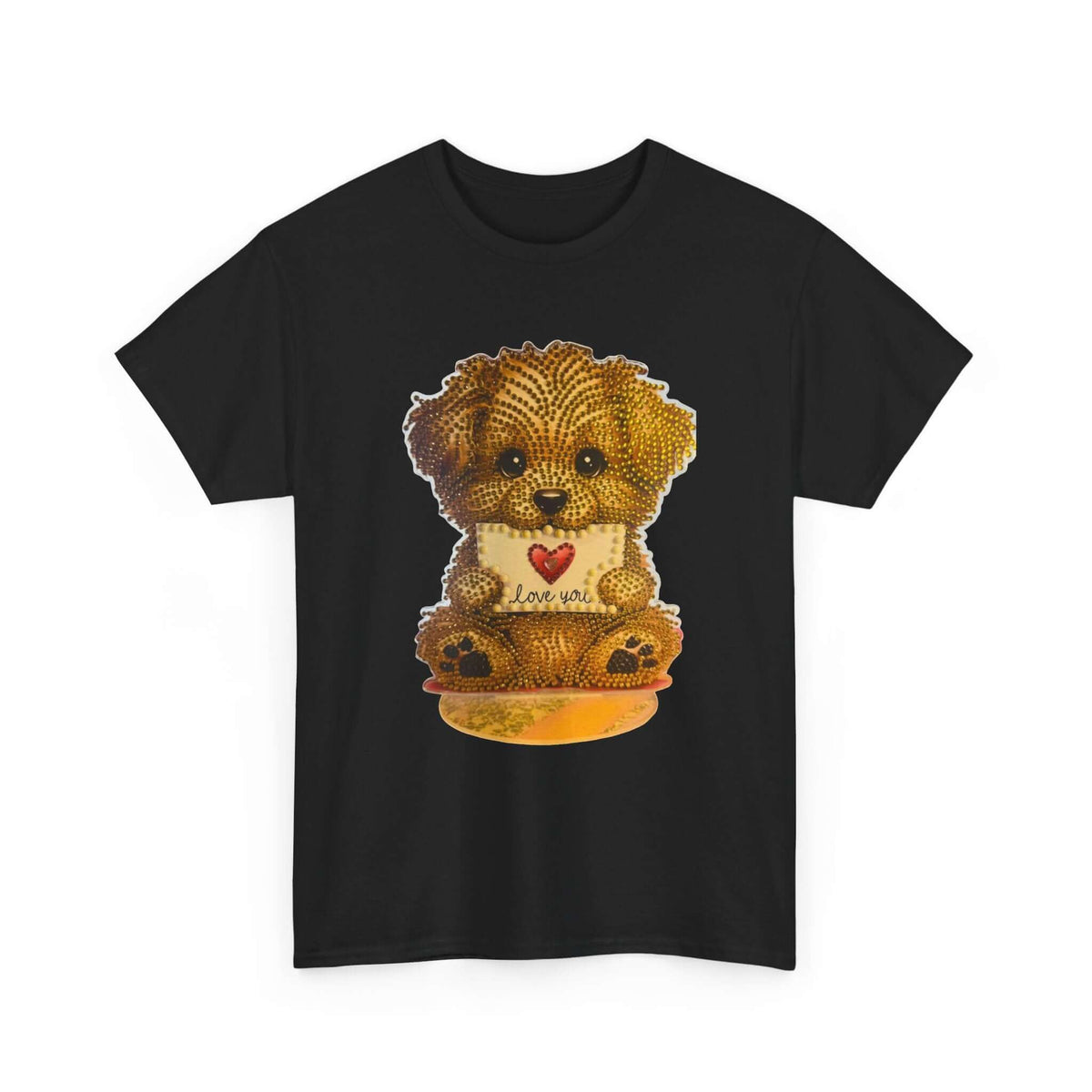 Puppy Love T‑Shirt — Cute Brown Puppy Holding Heart Tee (I Love You)