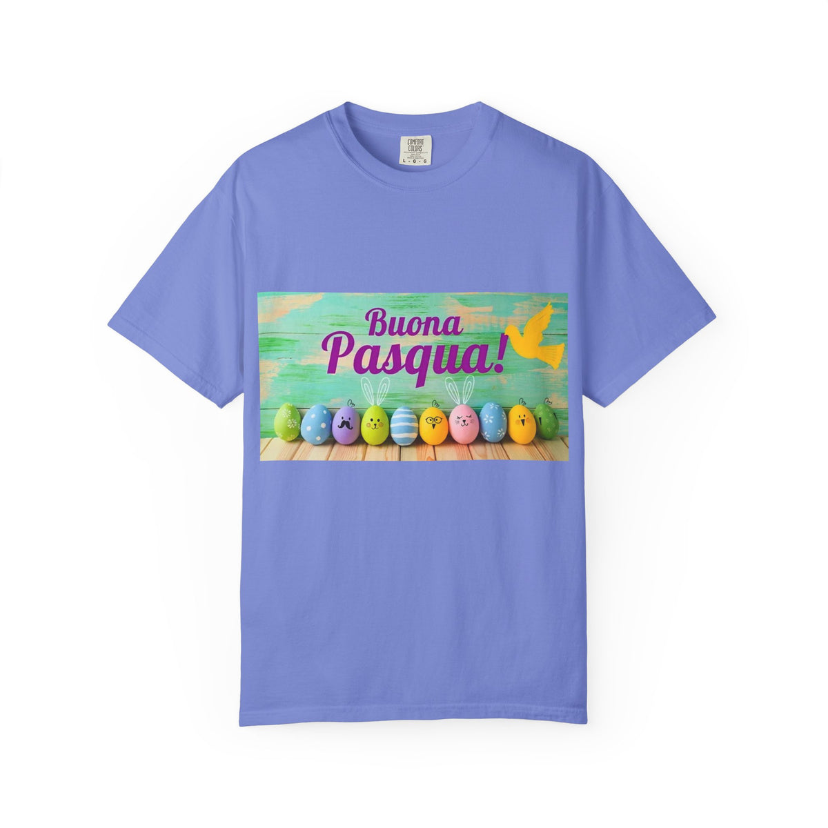 Easter T-Shirt — "Buona Pasqua" Colorful Bunny Eggs Graphic