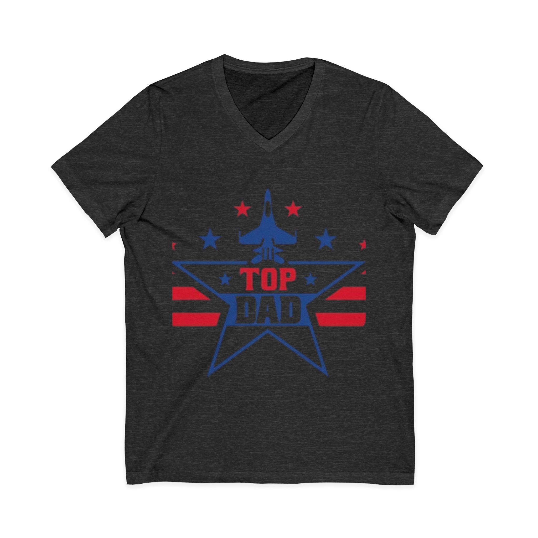 Top Dad V-Neck Tee — Patriotic Jet Star Fathers Day T-Shirt