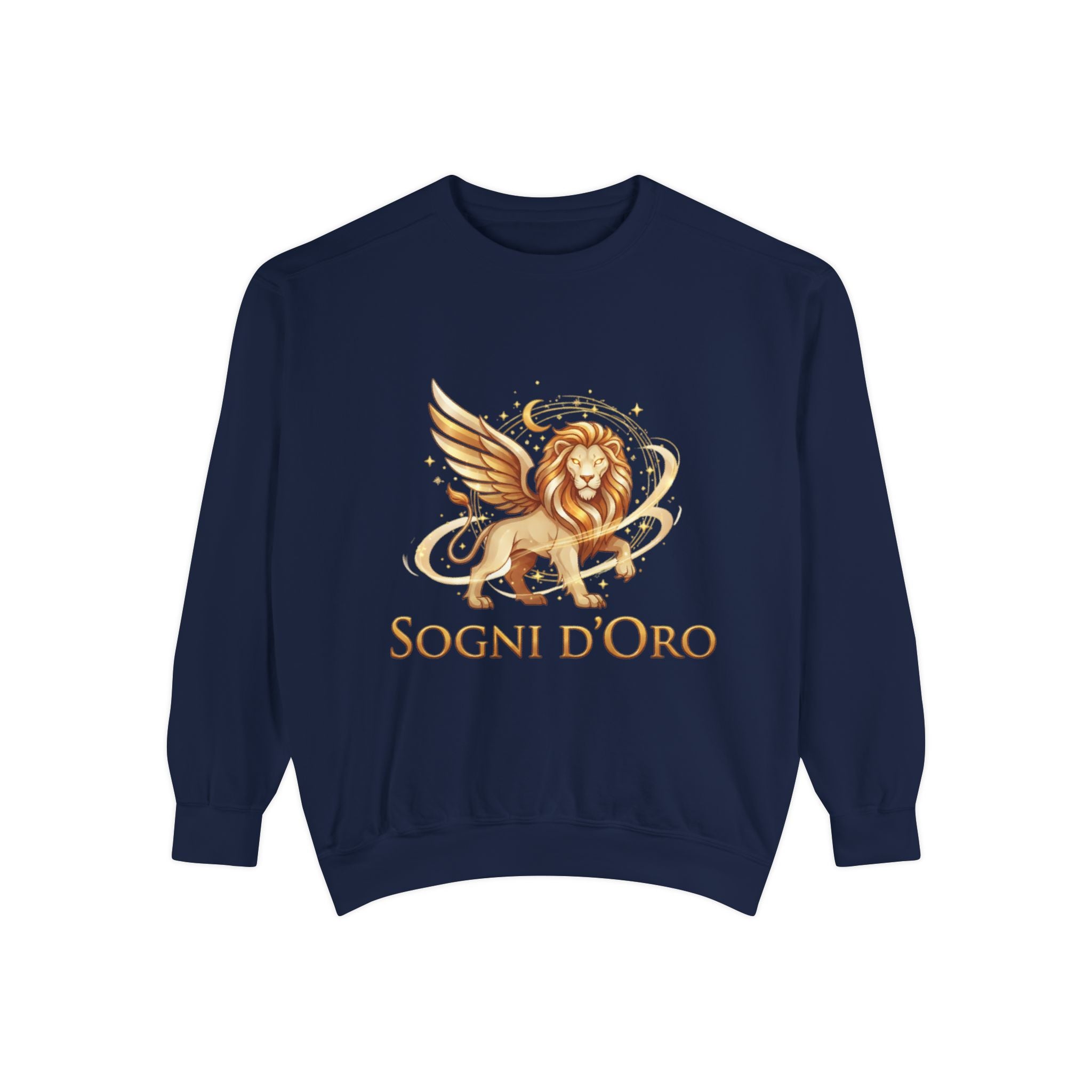 Altın Kanatlı Aslan Sweatshirt — "Sogni d'Oro" Rüya Gibi İtalyan Esintili Yuvarlak Yaka