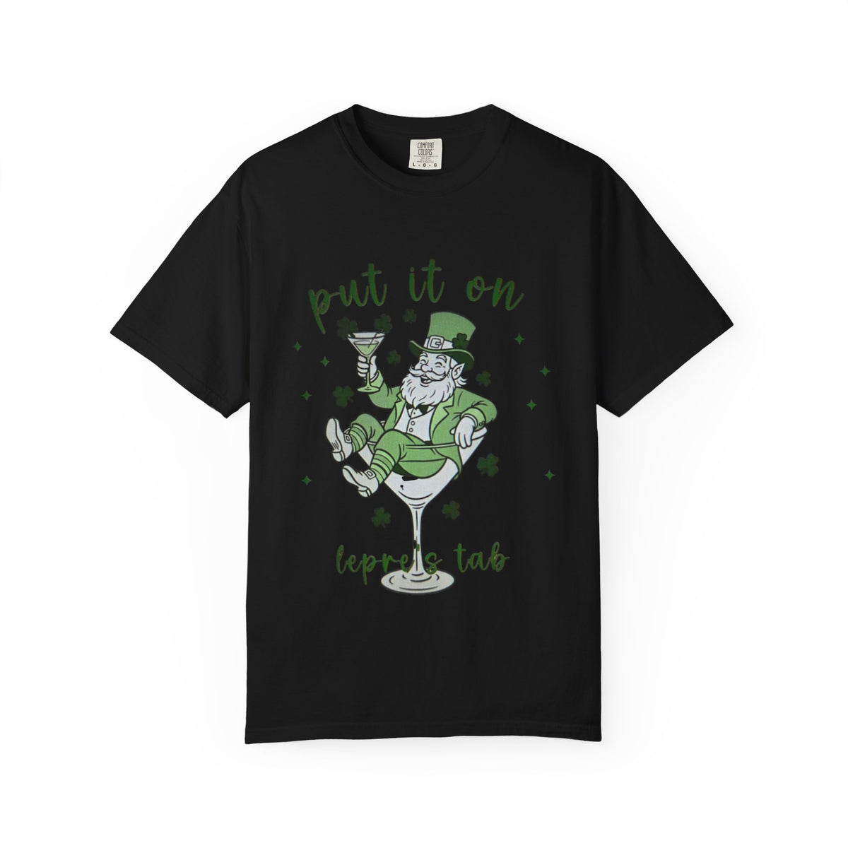 St. Patrick's Day Leprechaun Cocktail T-Shirt — "Put It On Leprechaun's Tab"