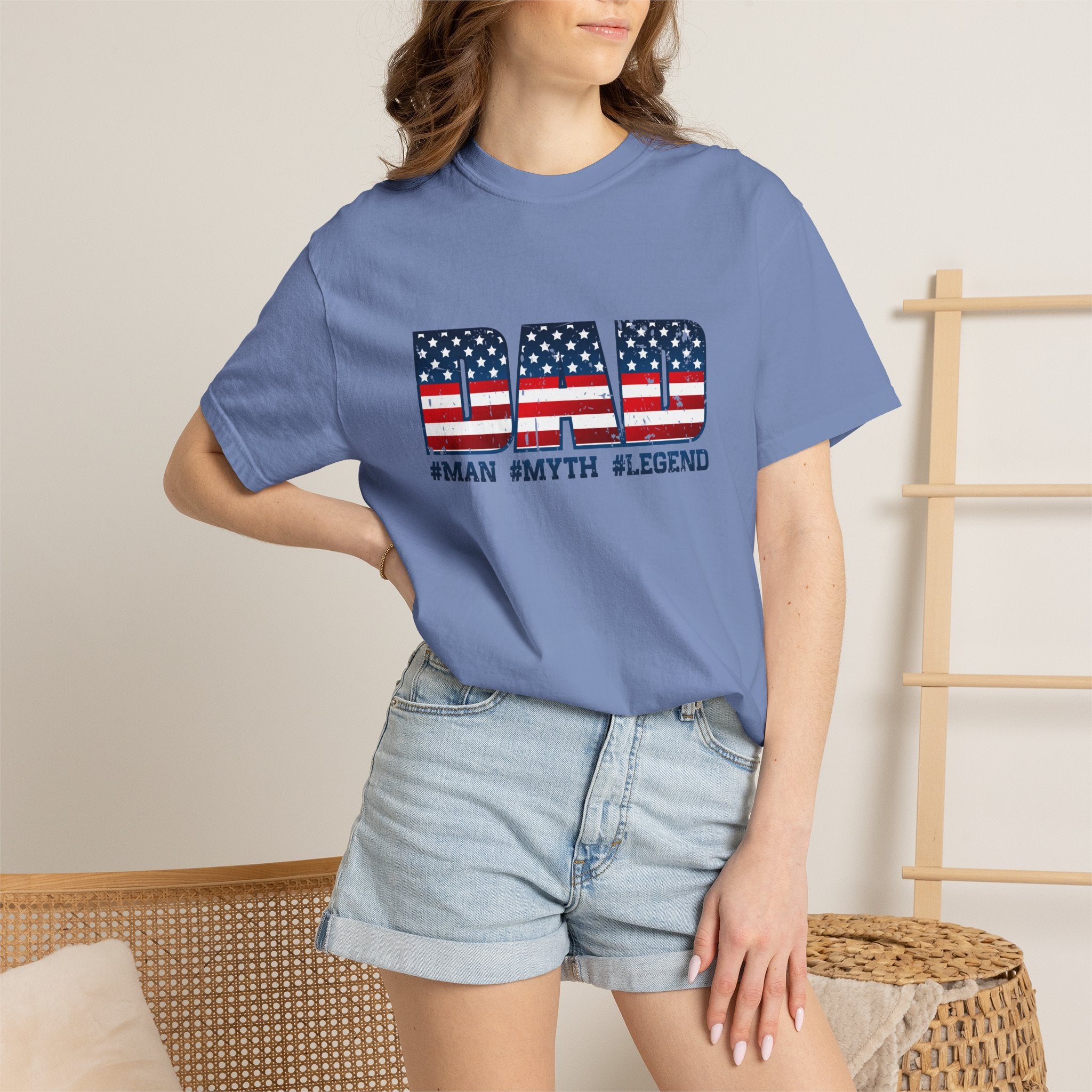 Dad Patriotic T-Shirt - "DAD" American Flag Design (#Man #Myth #Legend)