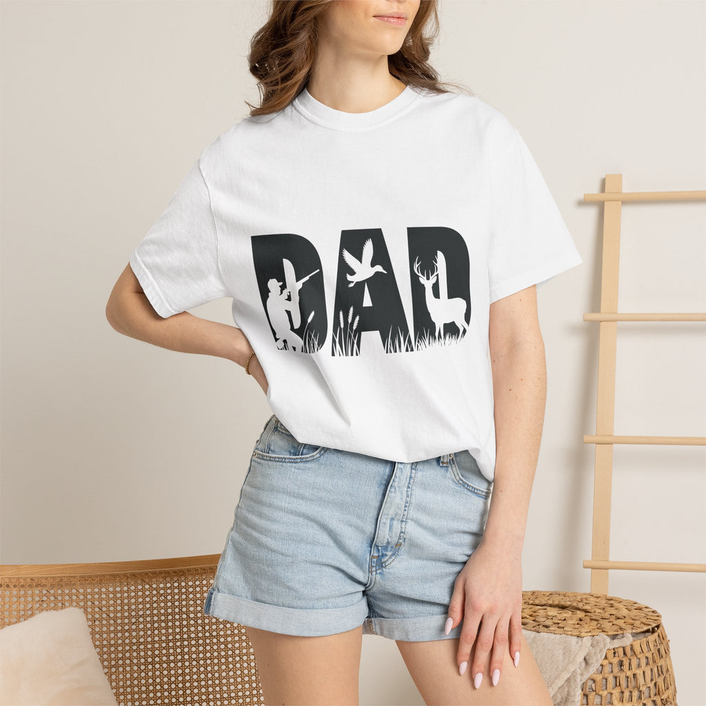 Dad Silhouette Nature T-Shirt — 'DAD' Deer & Camper Outdoor Graphic Tee