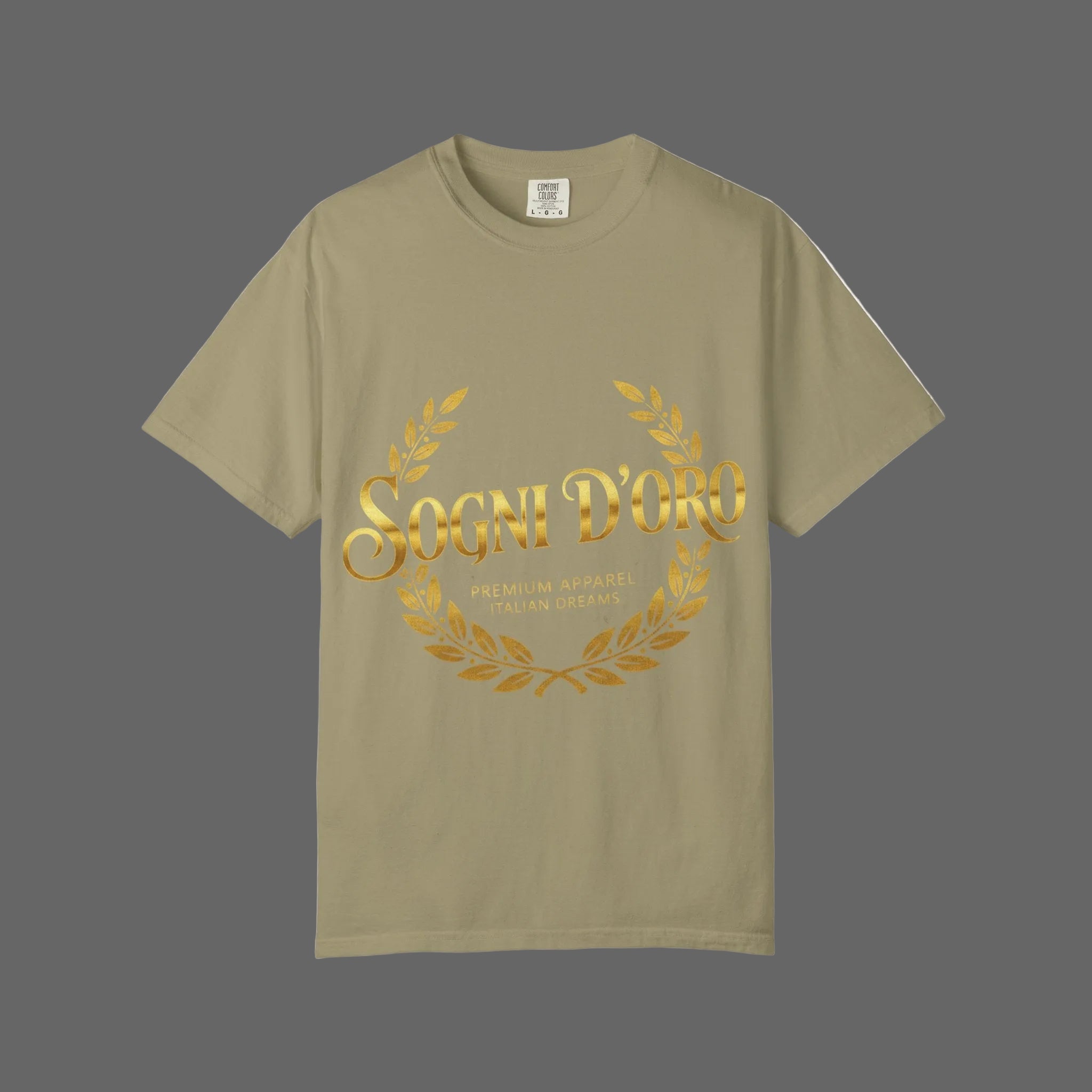 Sogni D'Oro T-Shirt — Italian 'Sogni D'Oro' Gold Laurel Graphic Tee