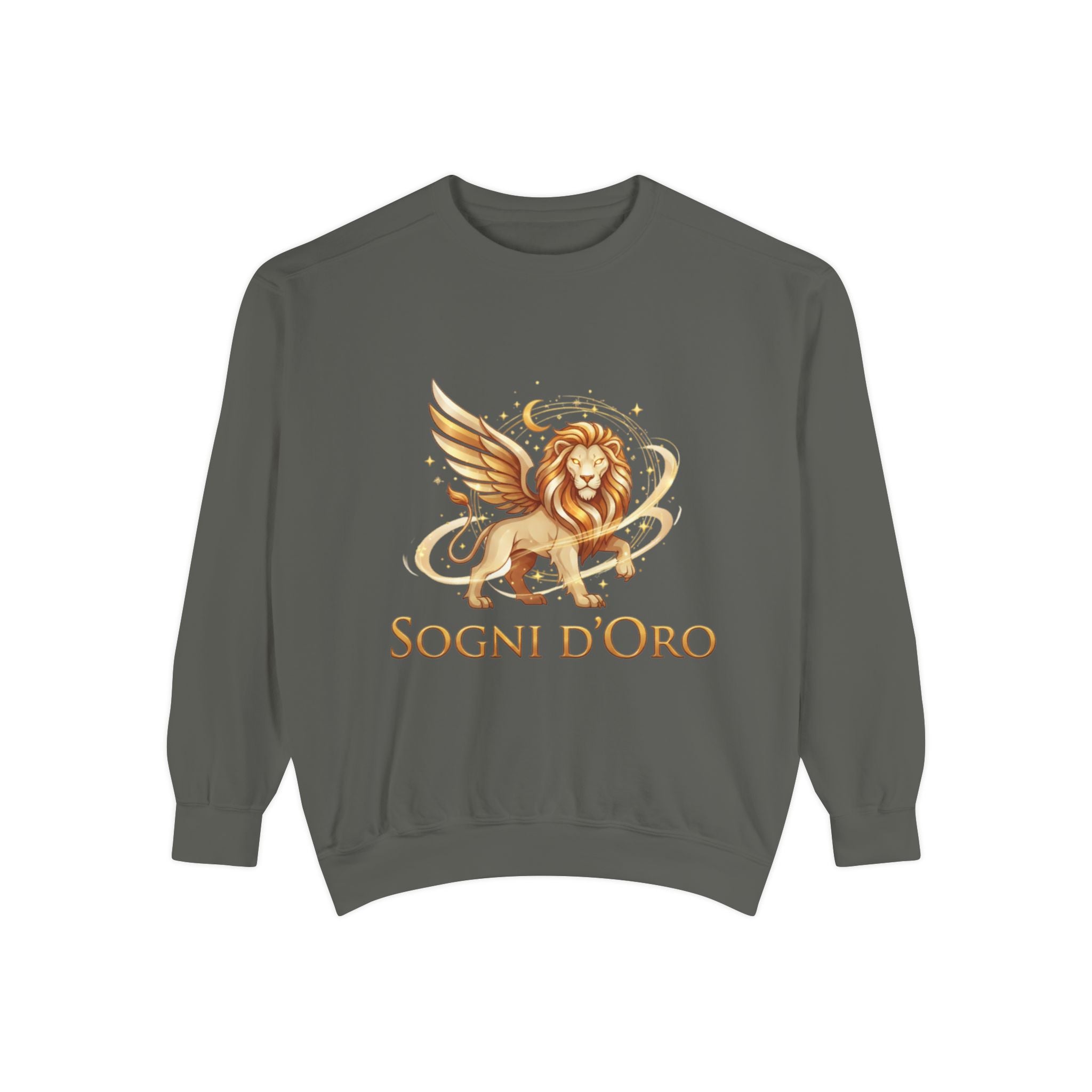 Altın Kanatlı Aslan Sweatshirt — "Sogni d'Oro" Rüya Gibi İtalyan Esintili Yuvarlak Yaka
