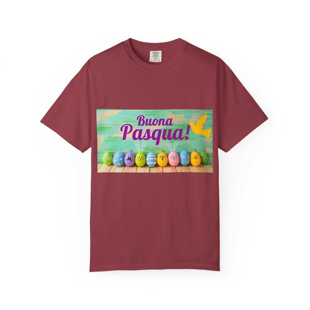 Easter T-Shirt — "Buona Pasqua" Colorful Bunny Eggs Graphic