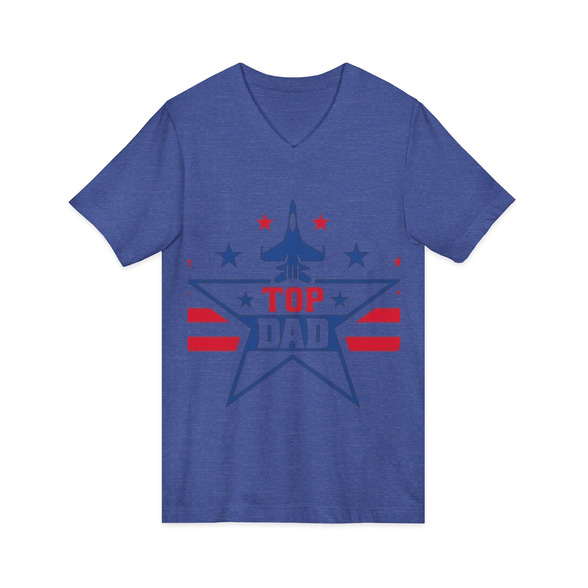 Top Dad V-Neck Tee — Patriotic Jet Star Fathers Day T-Shirt