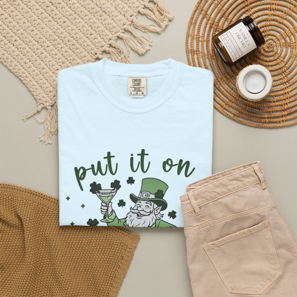 St. Patrick's Day Leprechaun Cocktail T-Shirt — "Put It On Leprechaun's Tab"