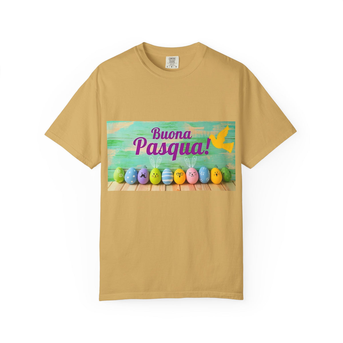 Easter T-Shirt — "Buona Pasqua" Colorful Bunny Eggs Graphic