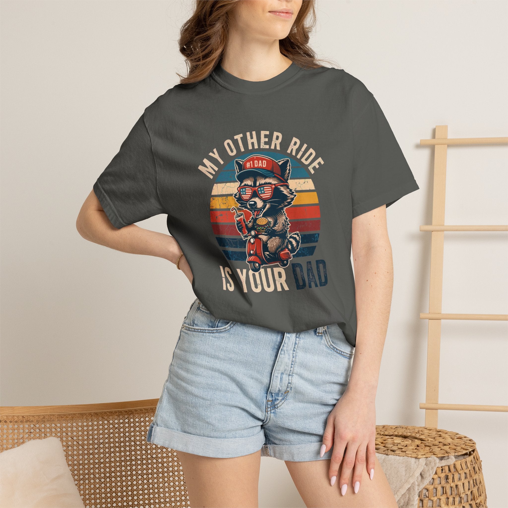 My Other Ride Is Your Dad T-Shirt — Cute Motorcycle Puppy Graphic Tee for Dad, Father's Day Gift