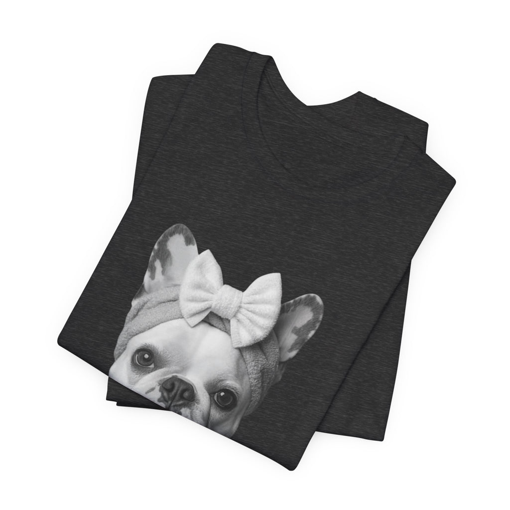 French Bulldog Portrait Tee — Cute Bow Dog Graphic T-Shirt