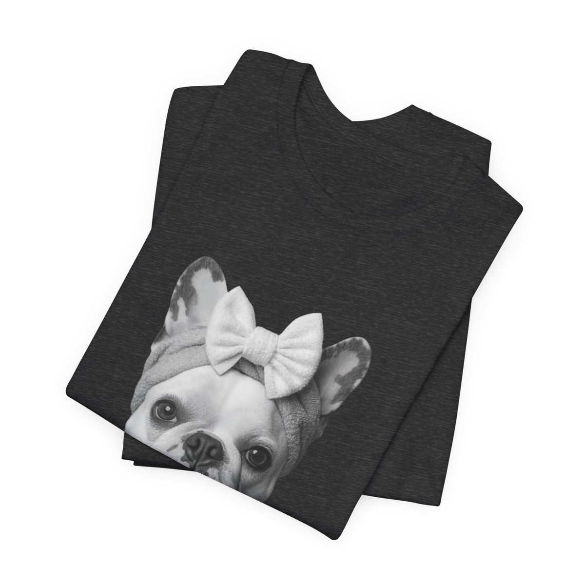 French Bulldog Portrait Tee — Cute Bow Dog Graphic T-Shirt