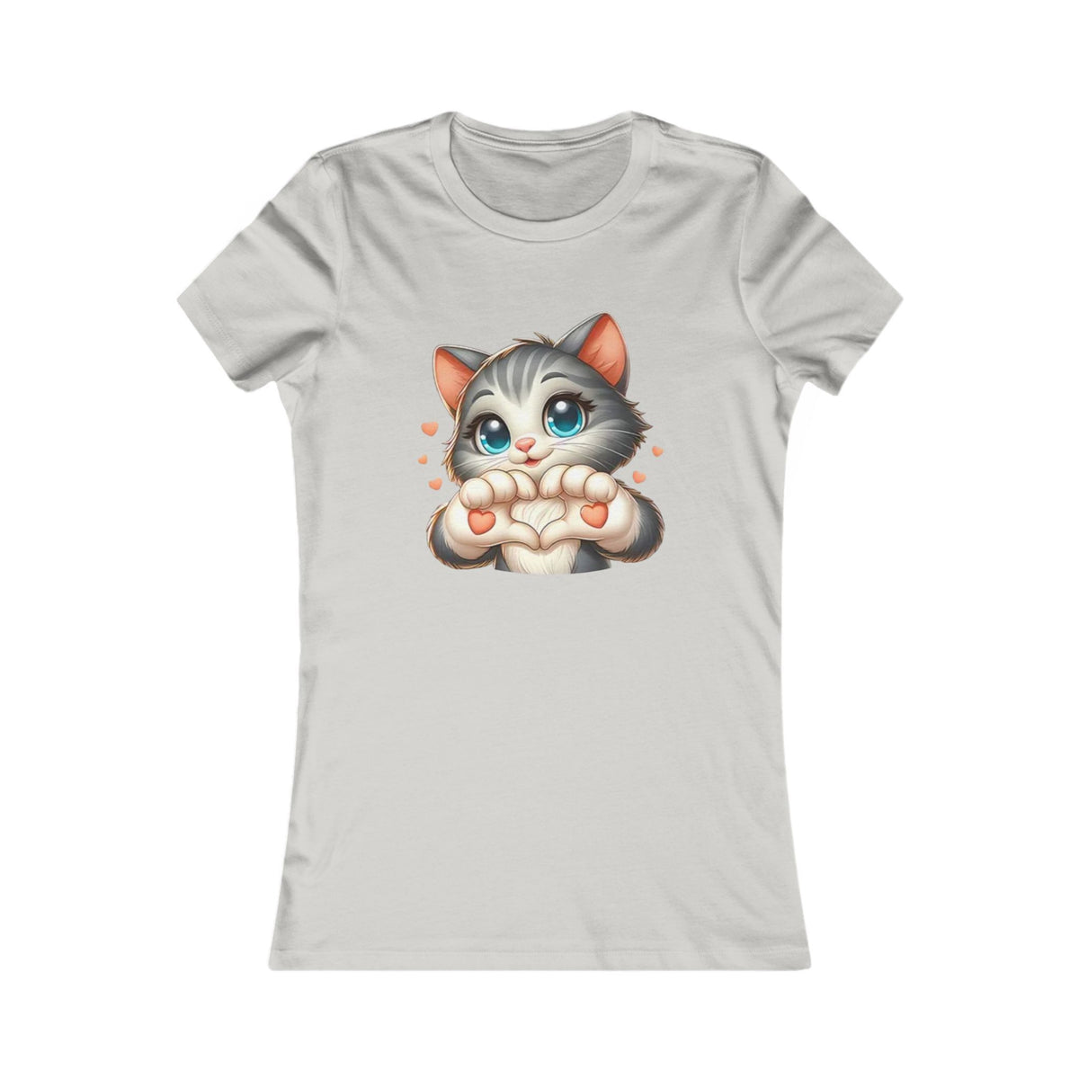 Women's Tee — Cute Kitten Making Heart Paws Graphic