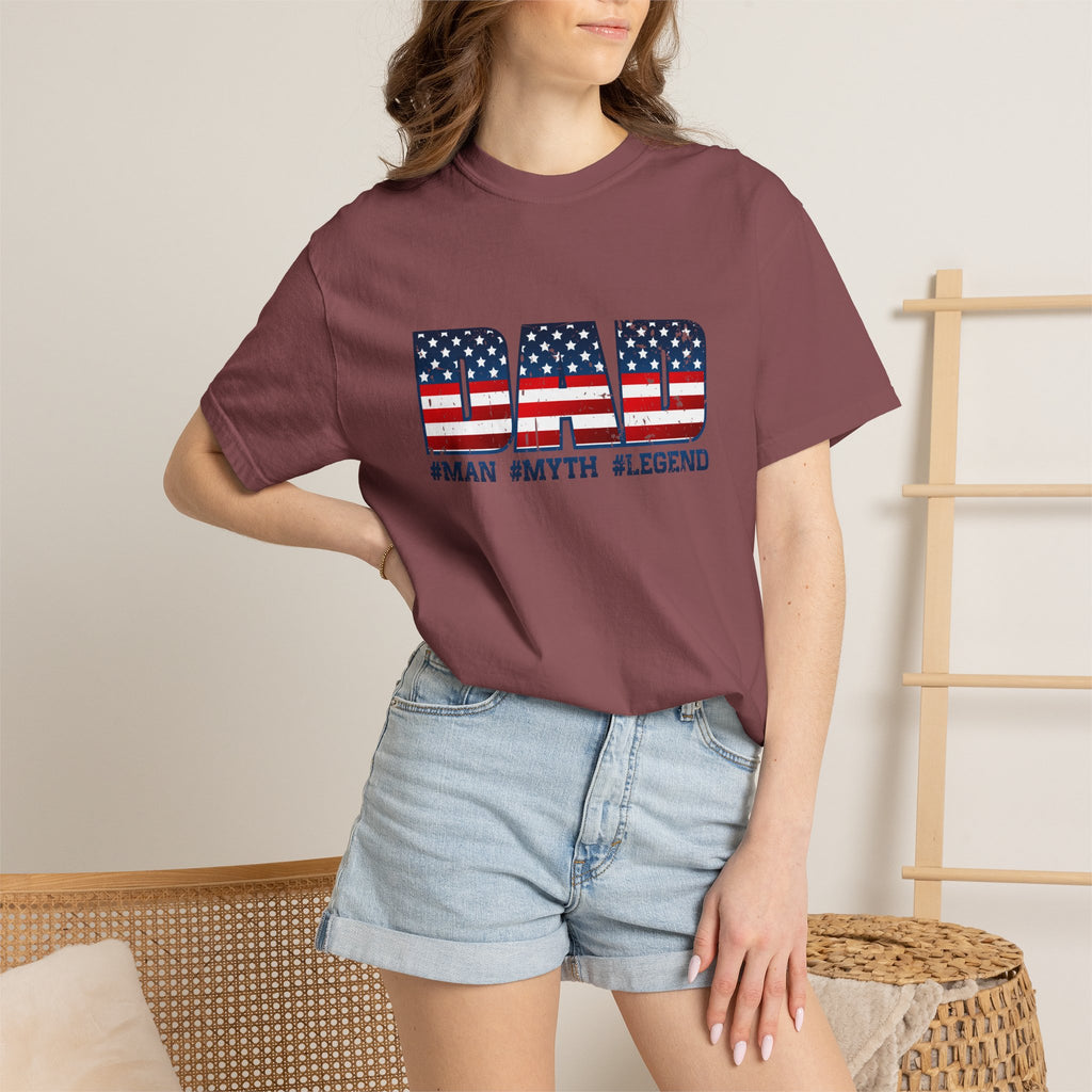 Dad Patriotic T-Shirt - "DAD" American Flag Design (#Man #Myth #Legend)