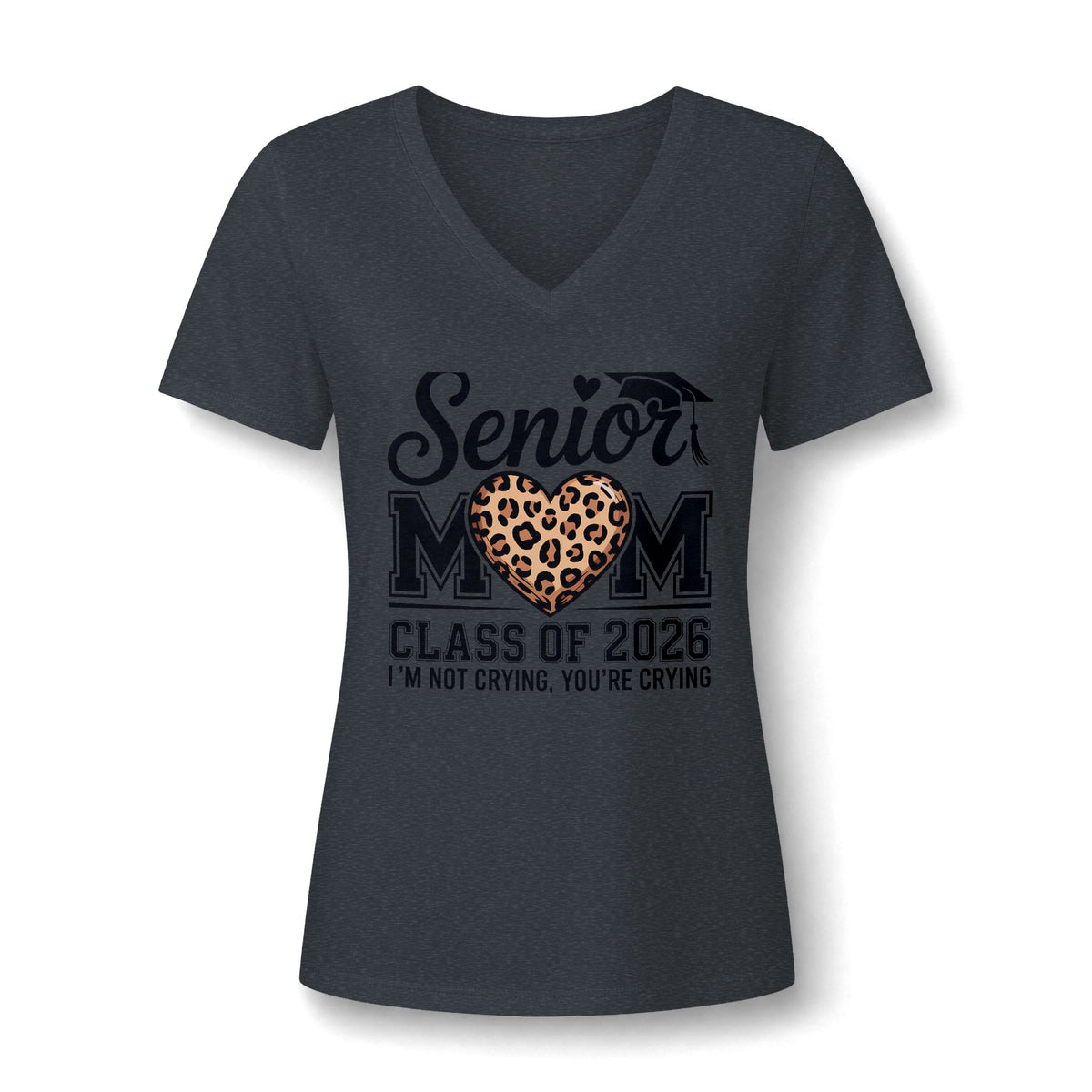 Mom V-Neck Tee — Leopard Heart & Butterflies Mother's Day Shirt