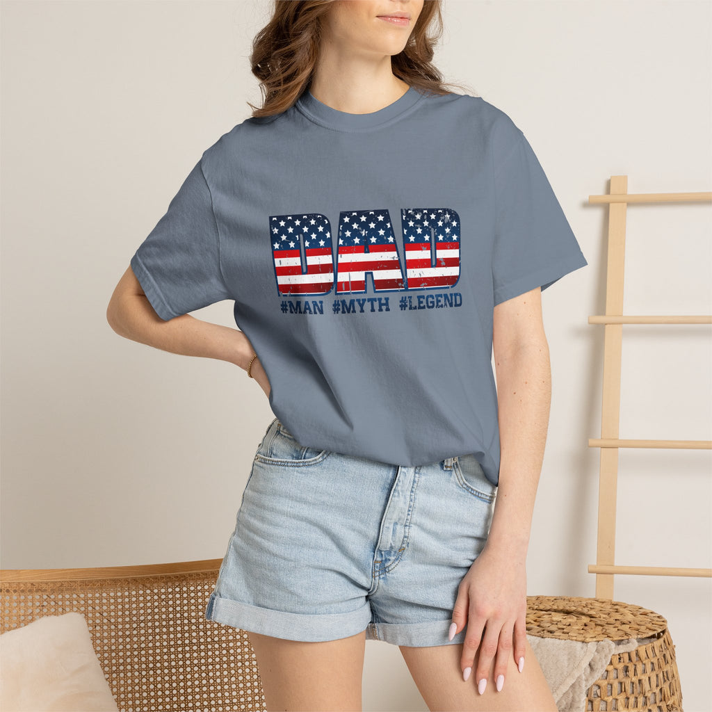 Dad Patriotic T-Shirt - "DAD" American Flag Design (#Man #Myth #Legend)