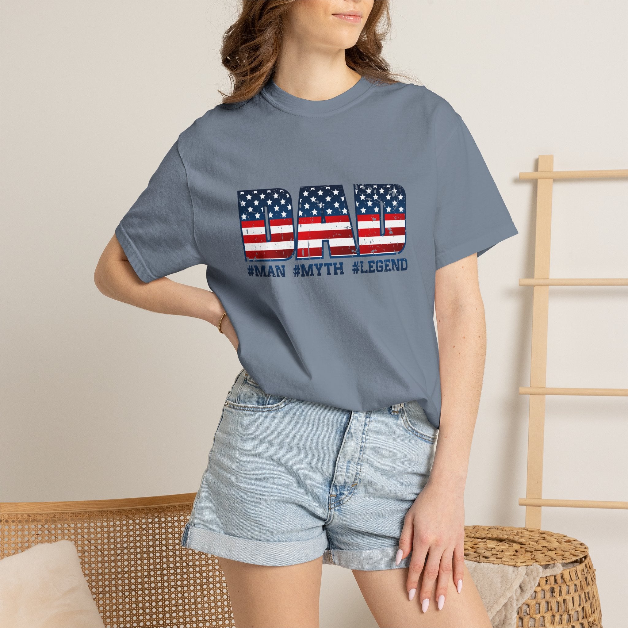 Dad Patriotic T-Shirt - "DAD" American Flag Design (#Man #Myth #Legend)