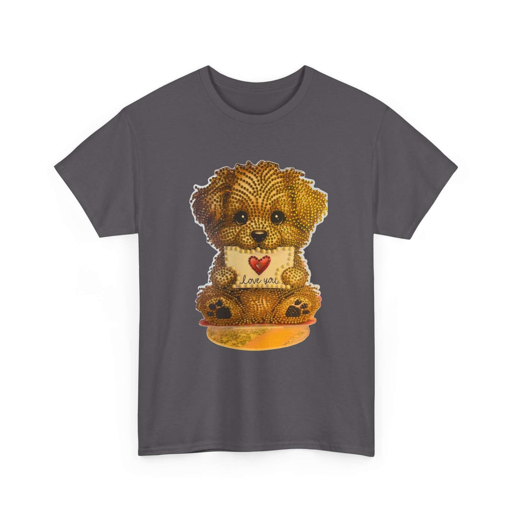 Puppy Love T‑Shirt — Cute Brown Puppy Holding Heart Tee (I Love You)