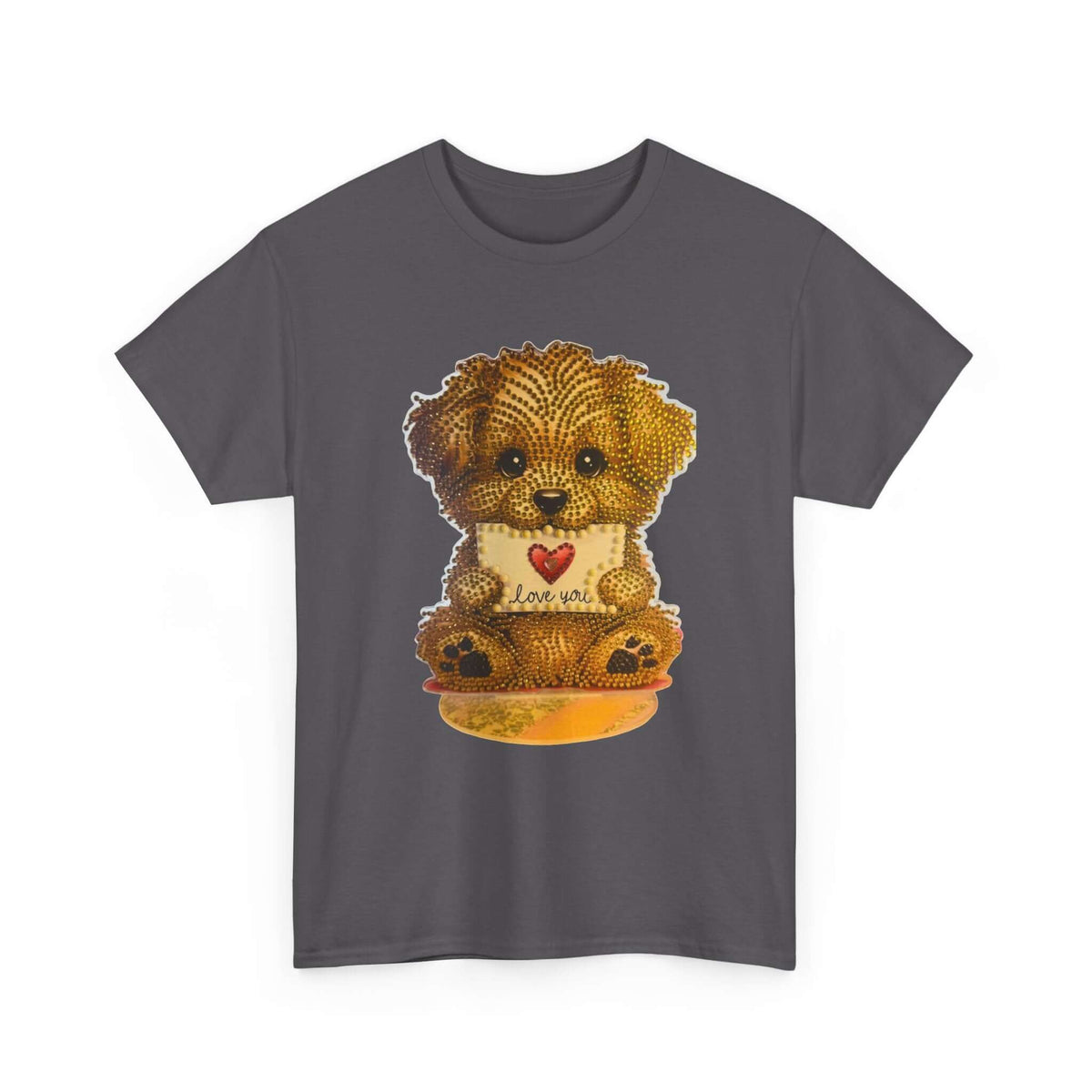 Puppy Love T‑Shirt — Cute Brown Puppy Holding Heart Tee (I Love You)