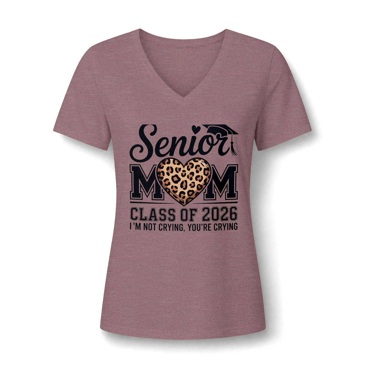 Mom V-Neck Tee — Leopard Heart & Butterflies Mother's Day Shirt