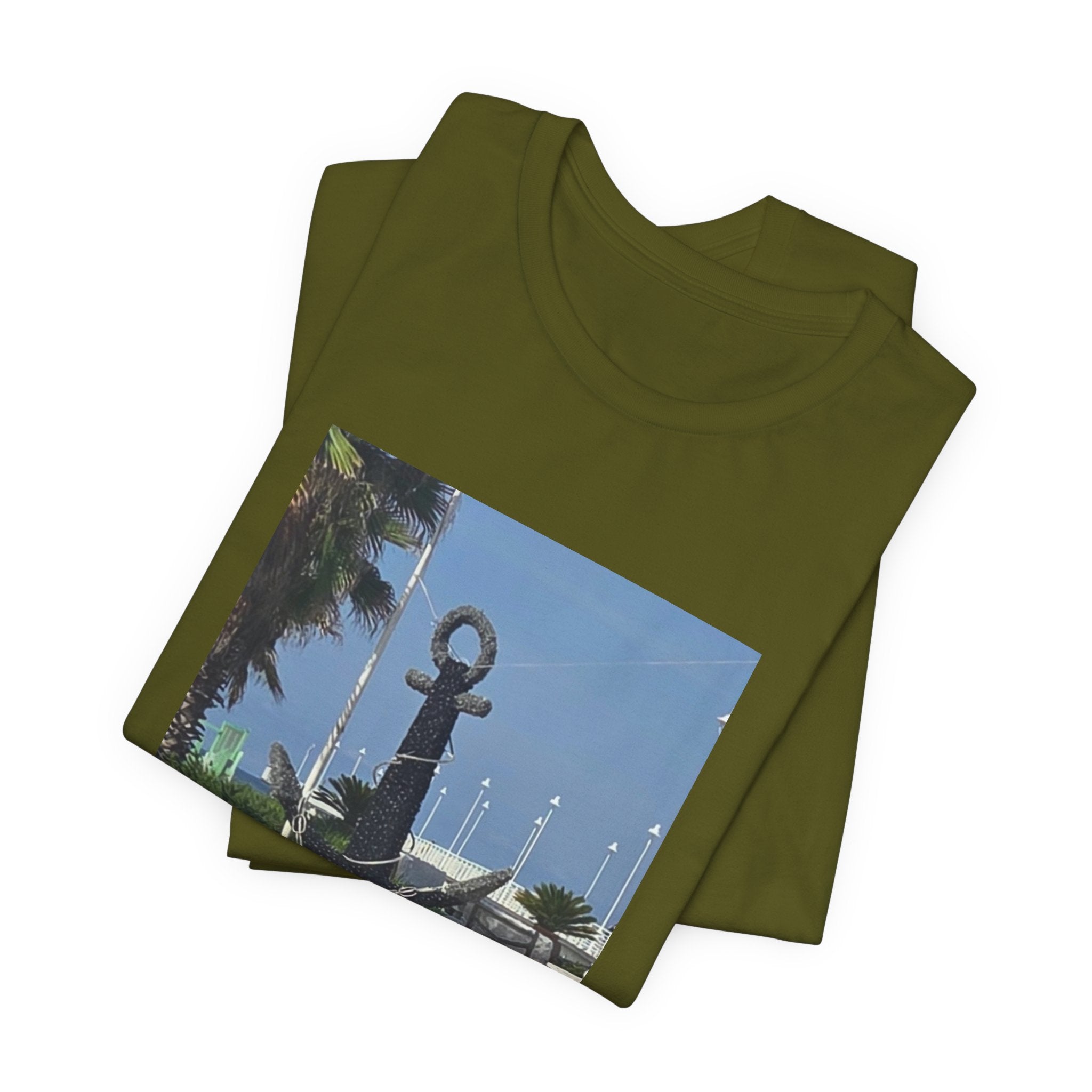 Anchor Statue Photo Tee — Coastal Nautical T-Shirt