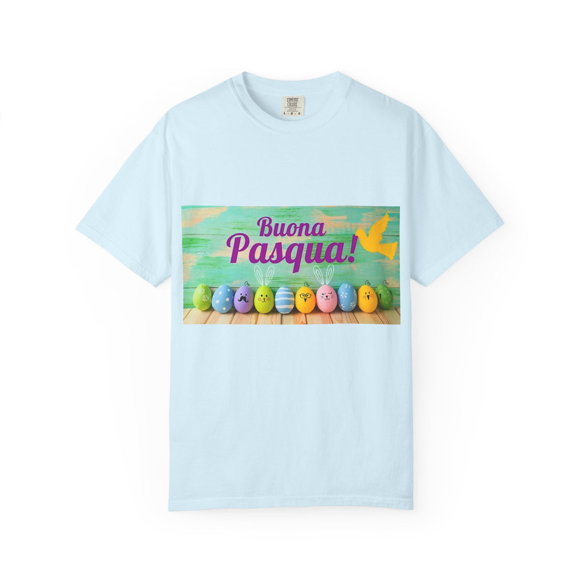 Easter T-Shirt — "Buona Pasqua" Colorful Bunny Eggs Graphic