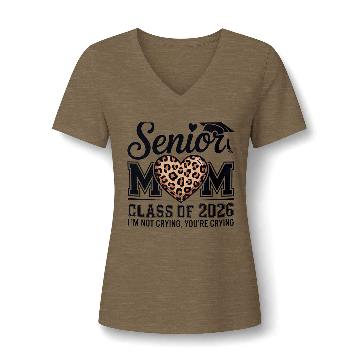 Mom V-Neck Tee — Leopard Heart & Butterflies Mother's Day Shirt